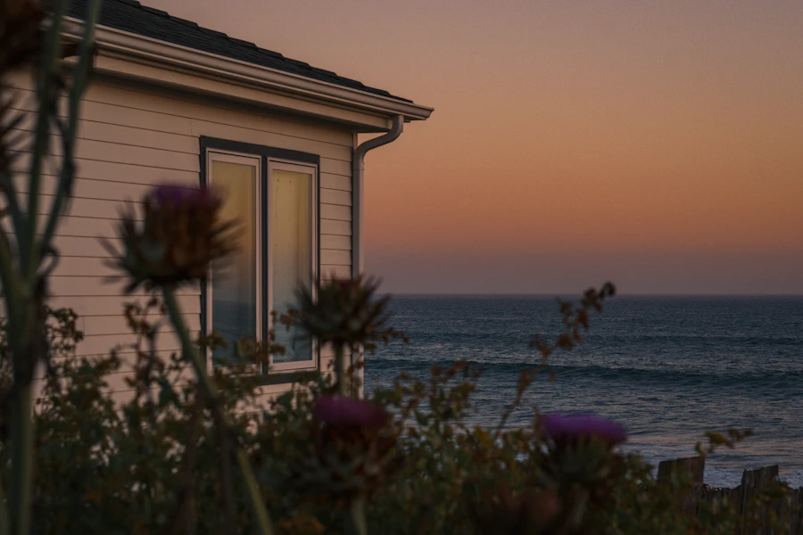 Coastal home overlooking the gulf at sunset