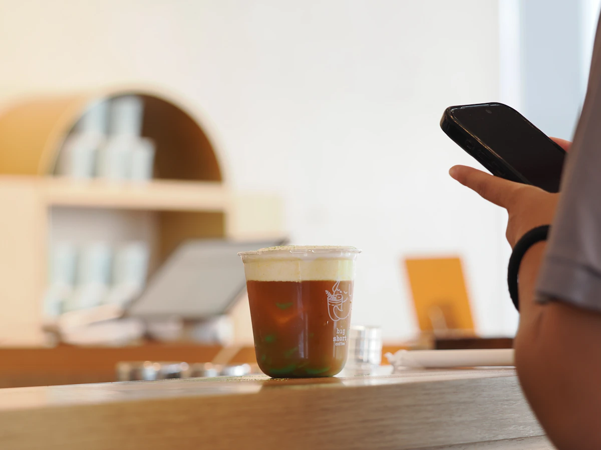 Coffee shop counter with a mobile ordering experience