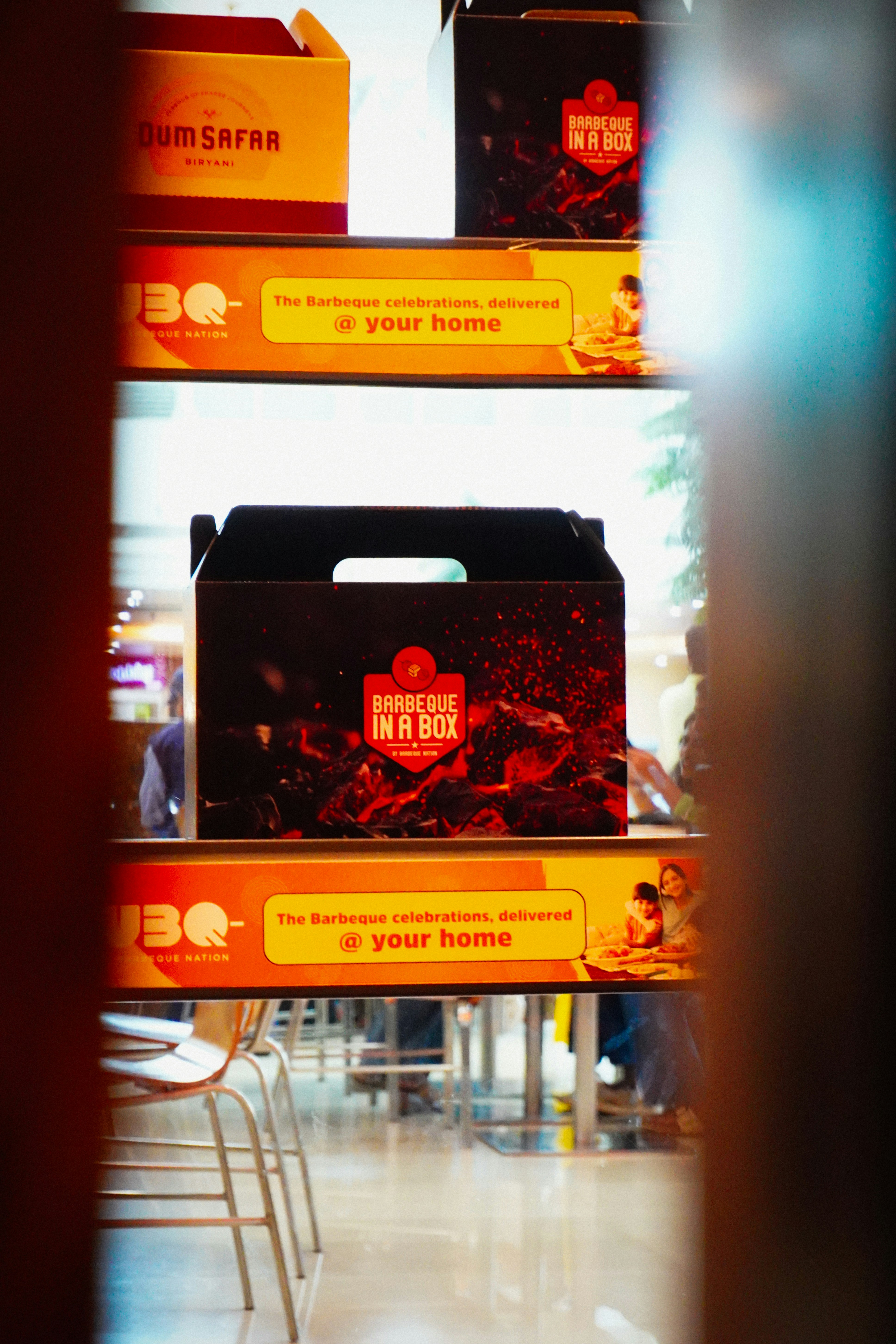 Barbecue in a Box Packages Displayed on Restaurant