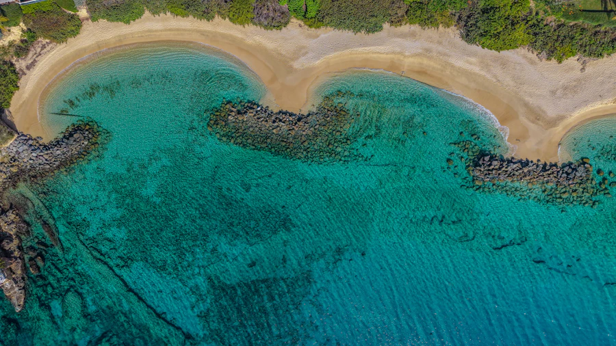 Aerial view of a small island beach
