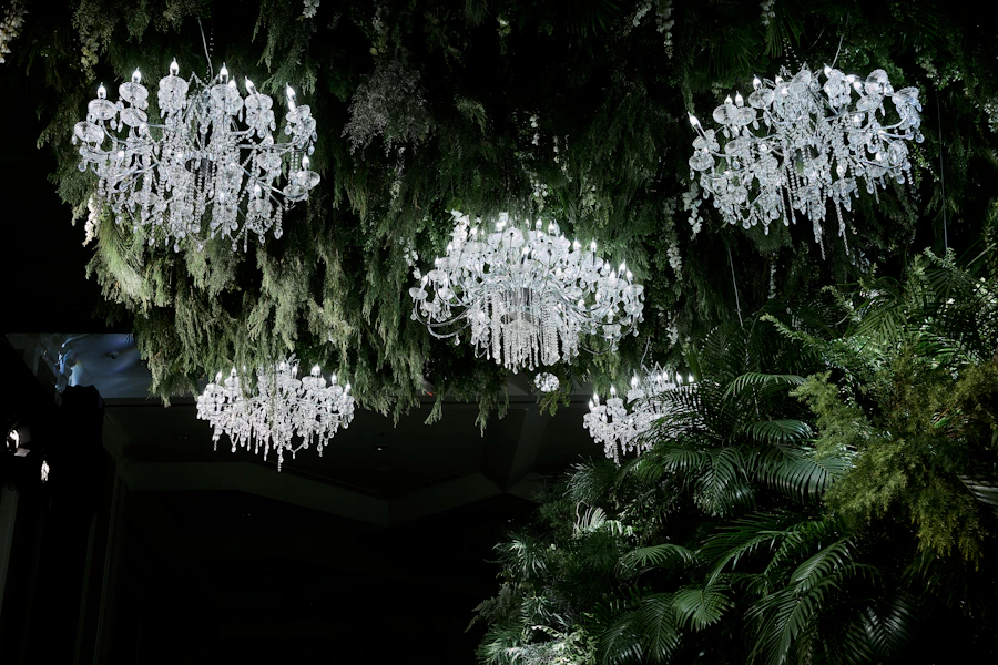 Grand ballroom with crystal chandeliers