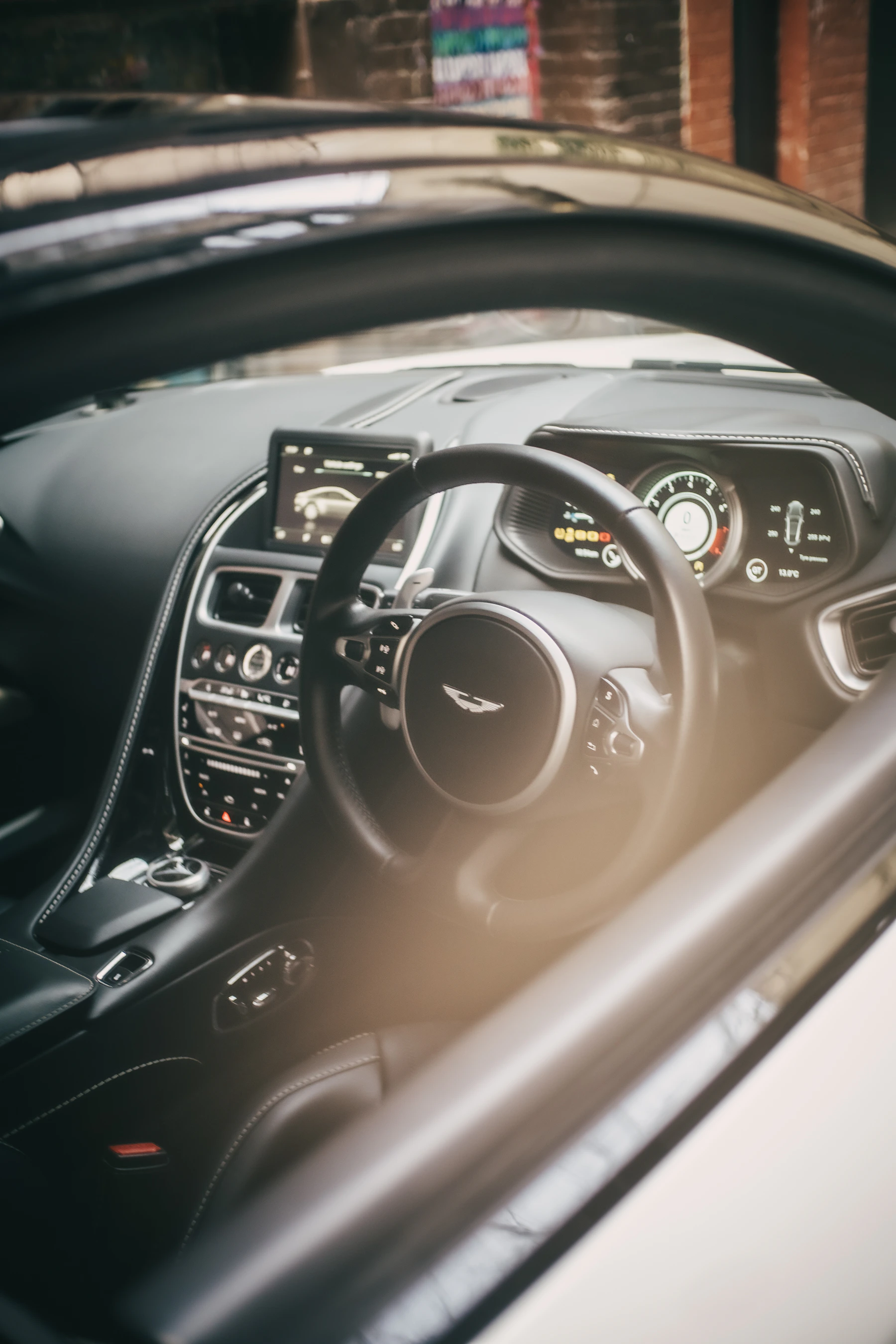 Modern vehicle interior with dashboard display and automotive technology