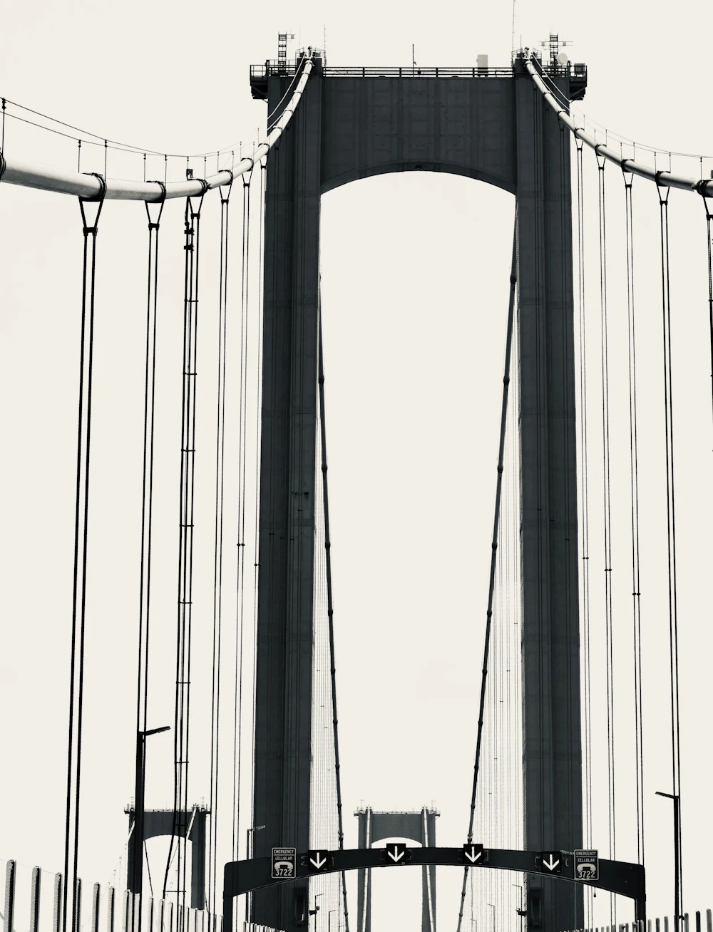 Suspension bridge tower over the Delaware River