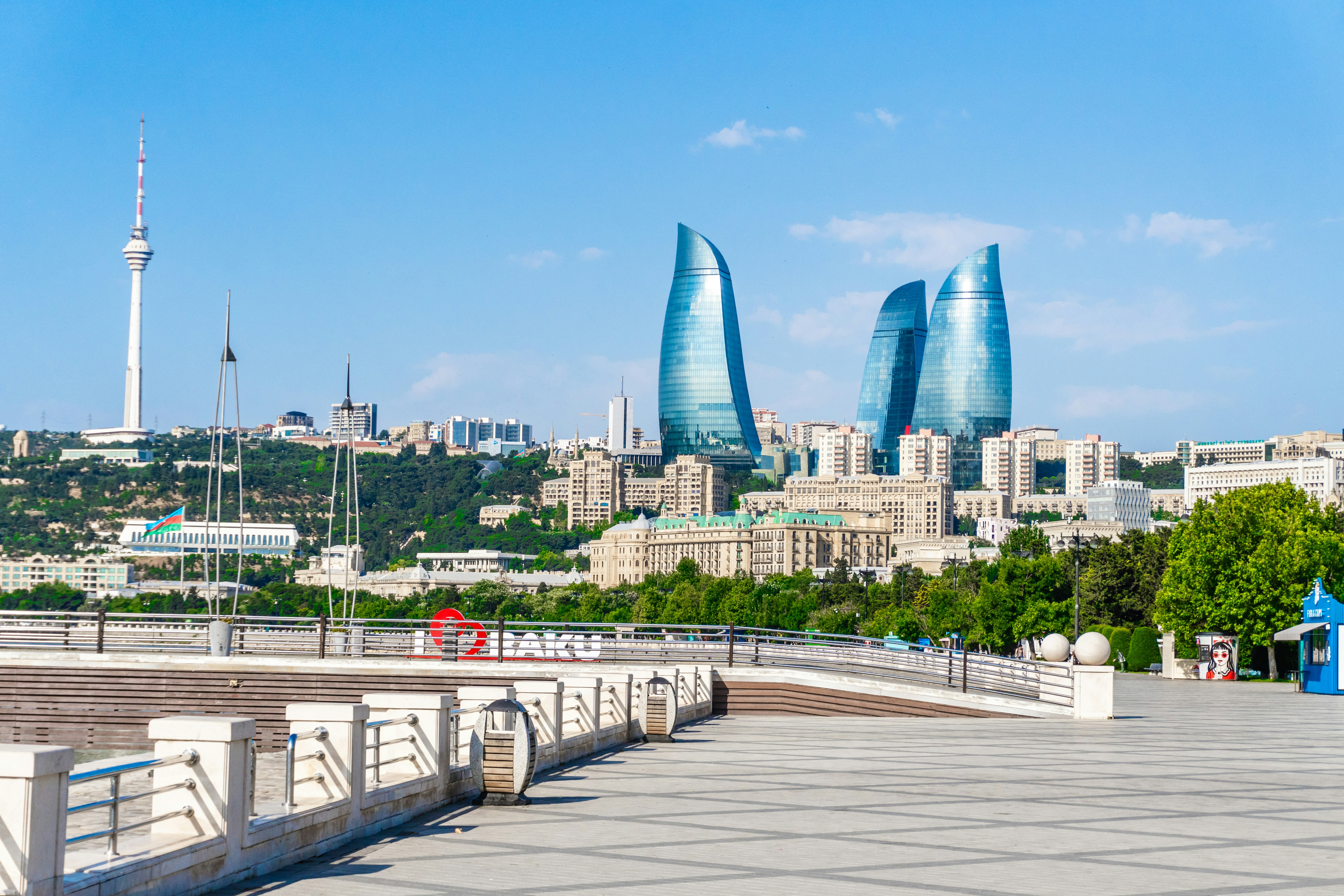 Baku skyline and Flame Towers