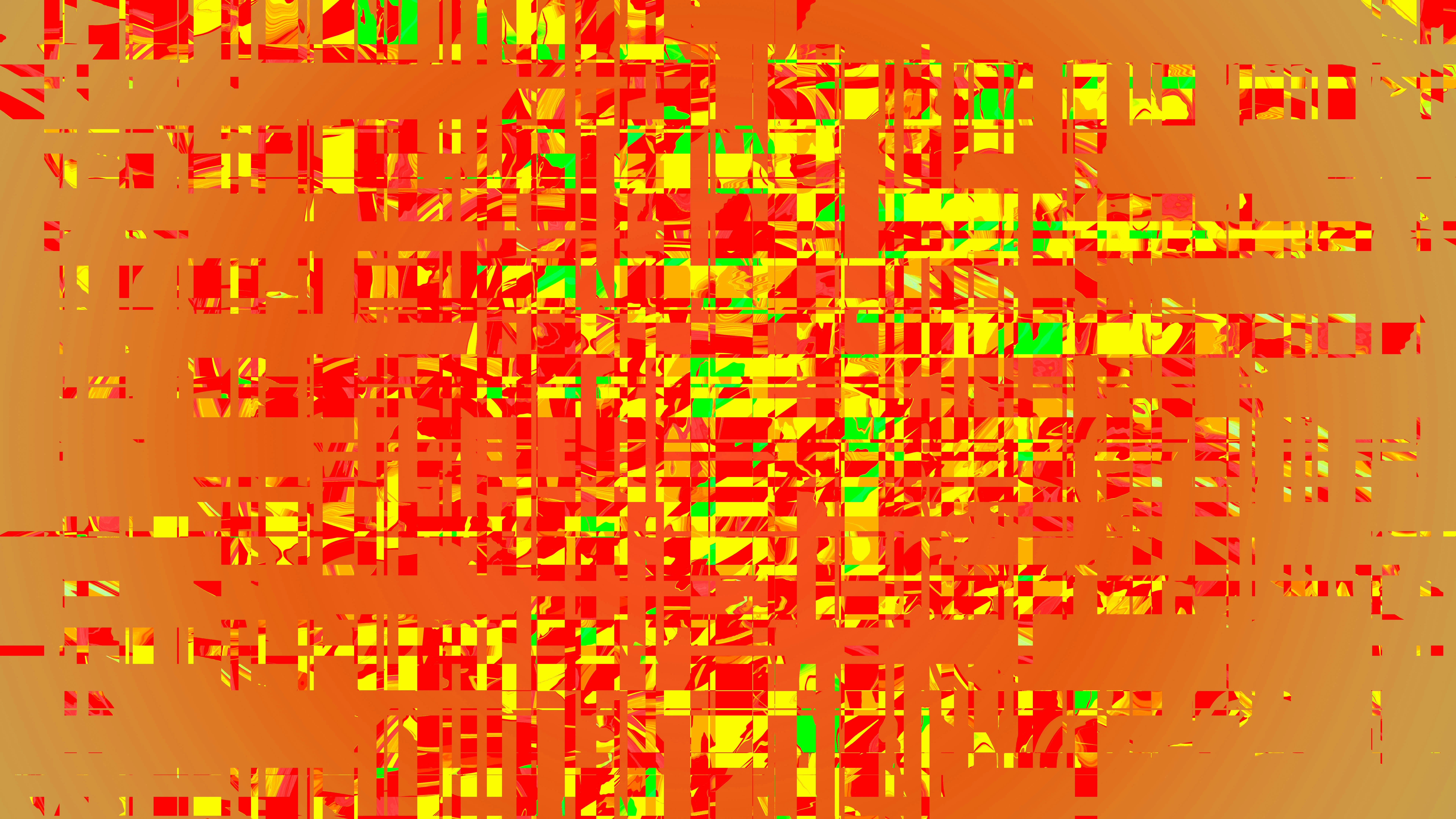 Fundo abstrato vibrante com pixels vermelhos, laranjas, amarelos e verdes