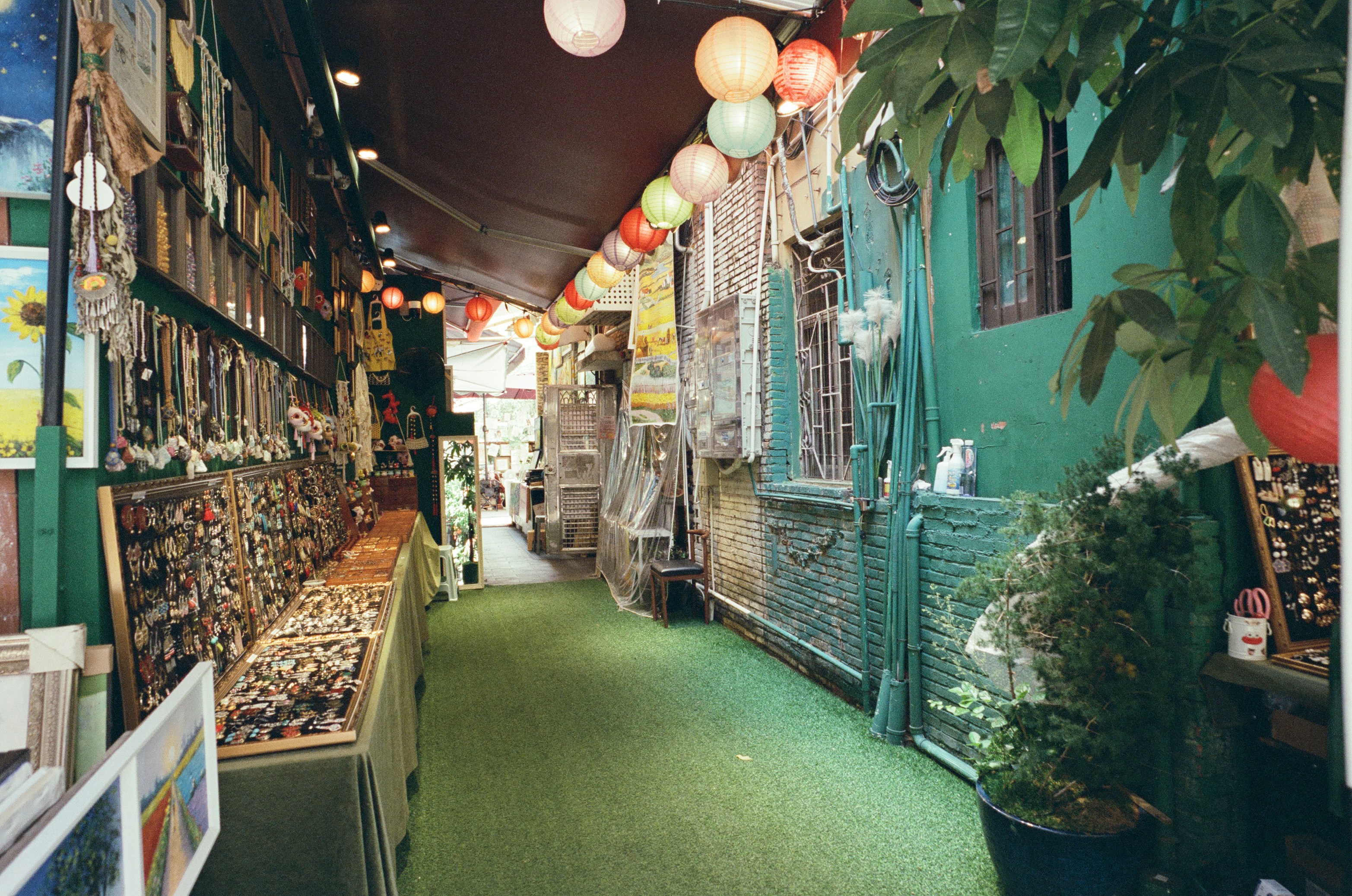Narrow lane of small craft shops