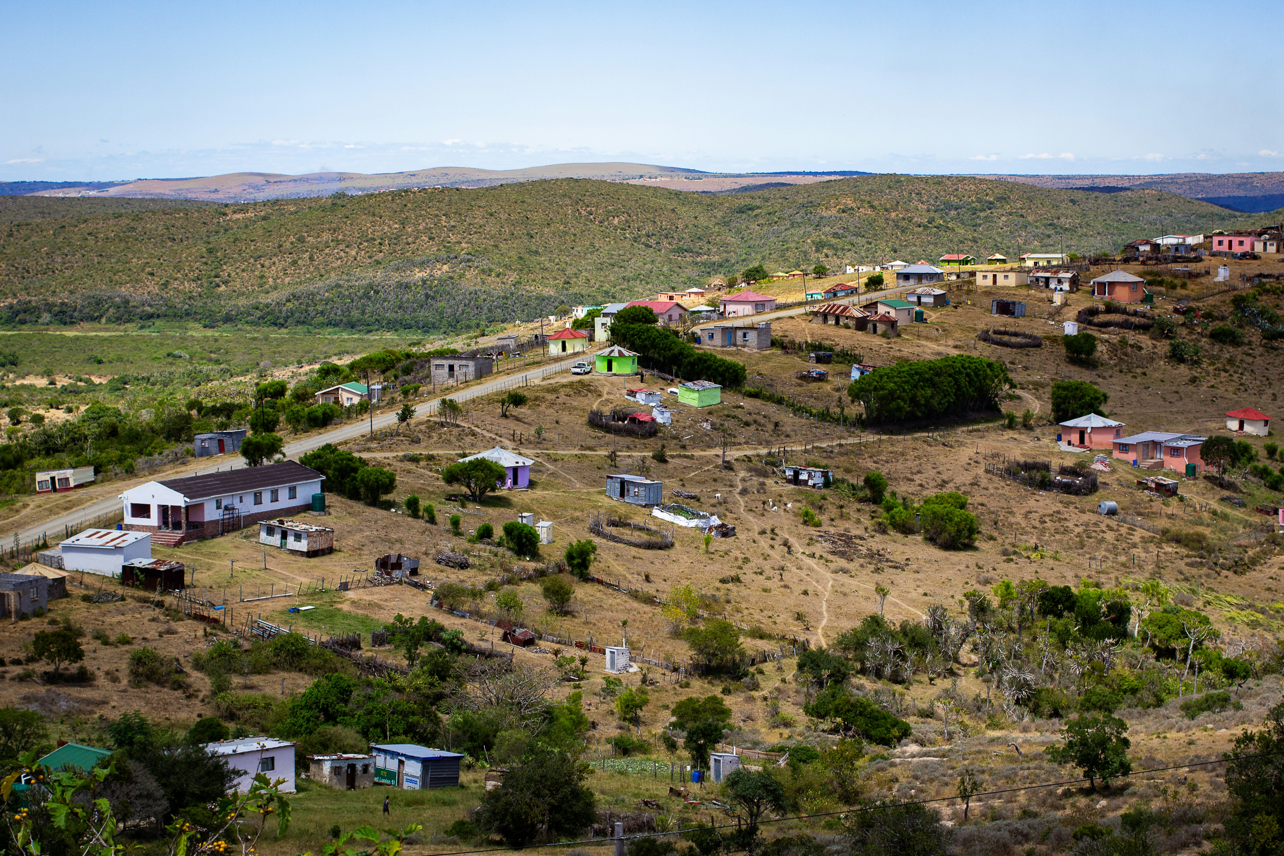 Oil infrastructure under construction in a rural African setting.