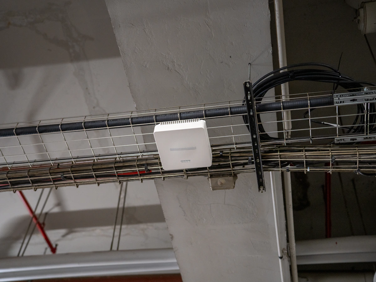Business wireless access point installed with structured cabling