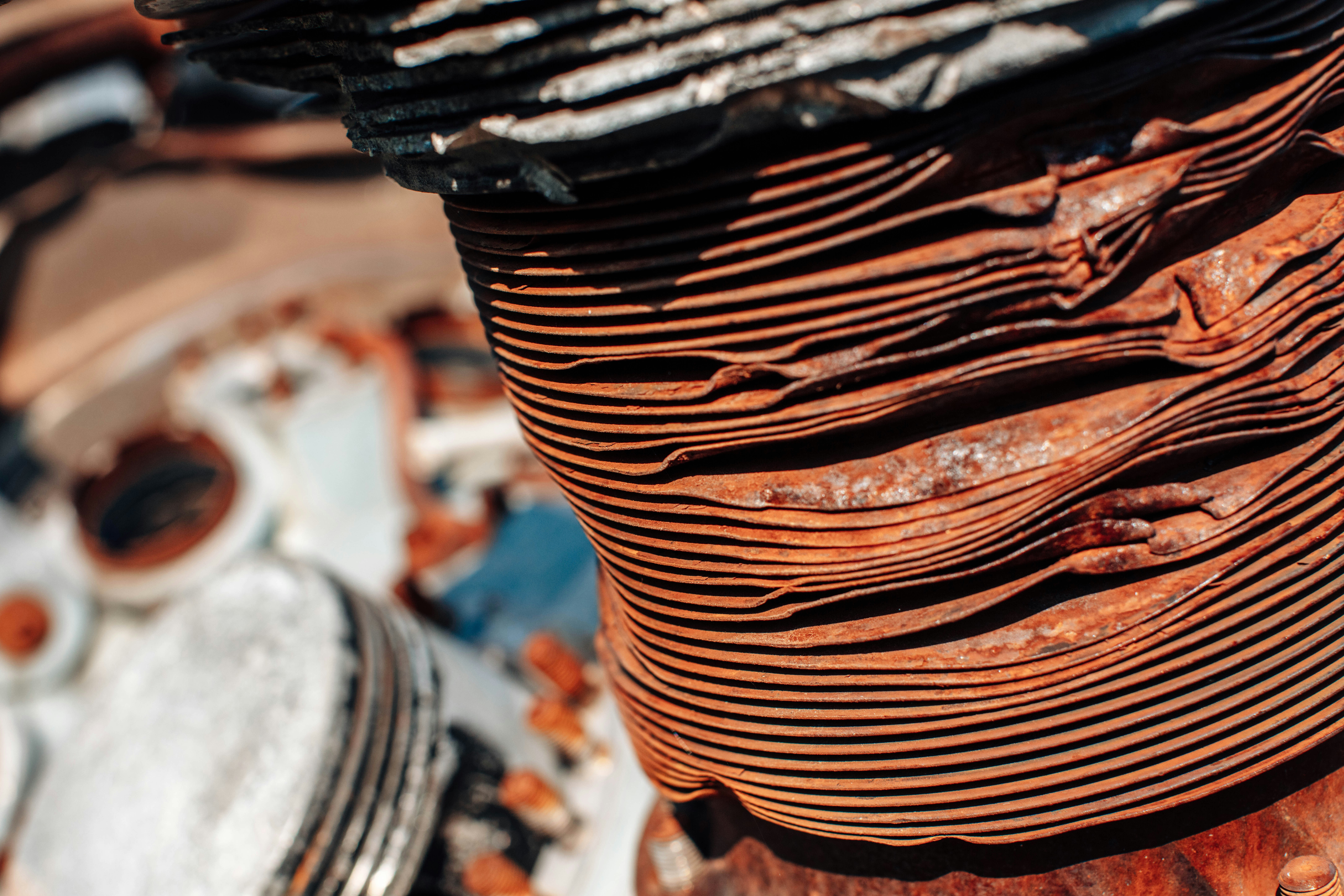 Close-up of rusted corrugated metal texture