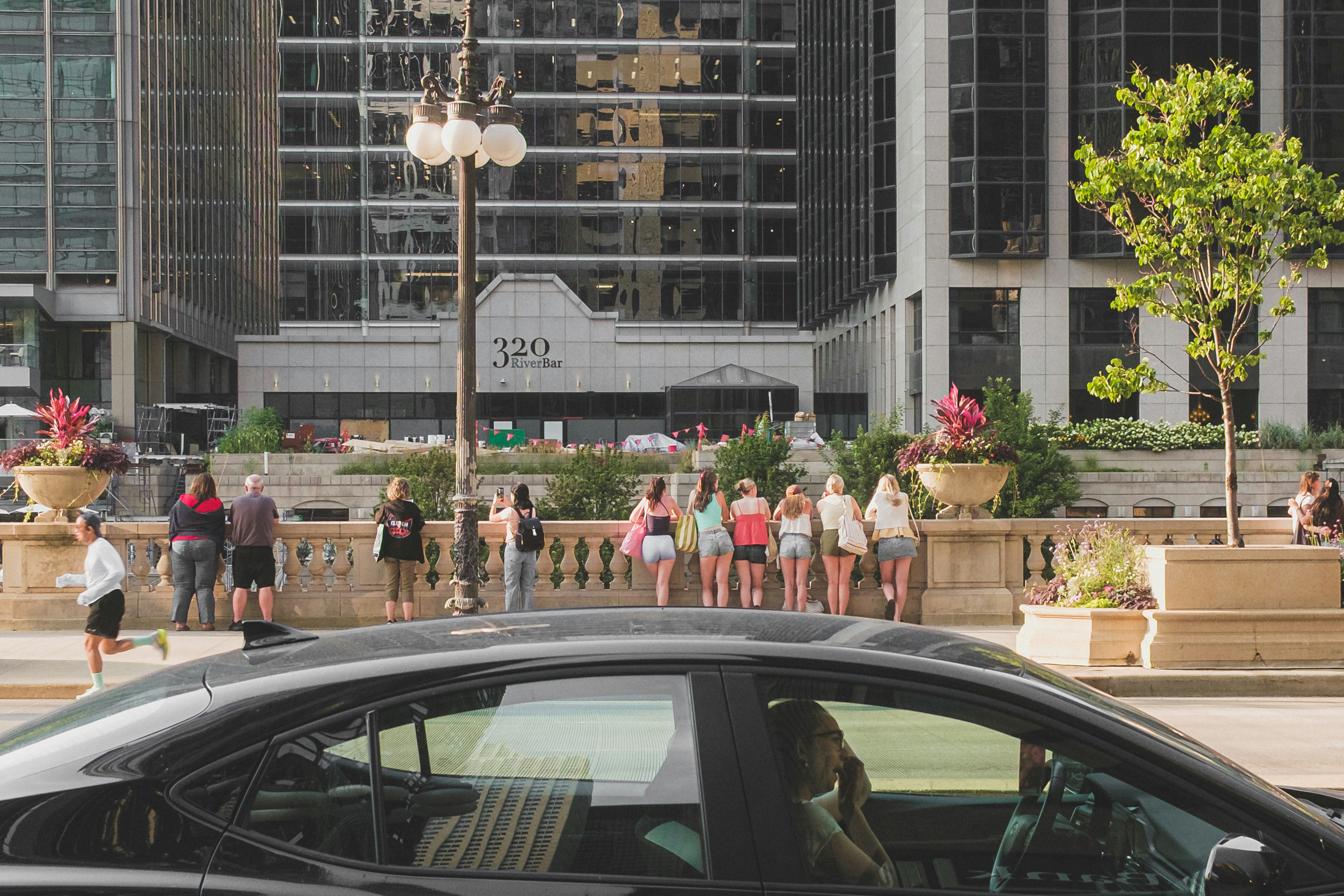 Chicago Riverwalk and downtown cityscape
