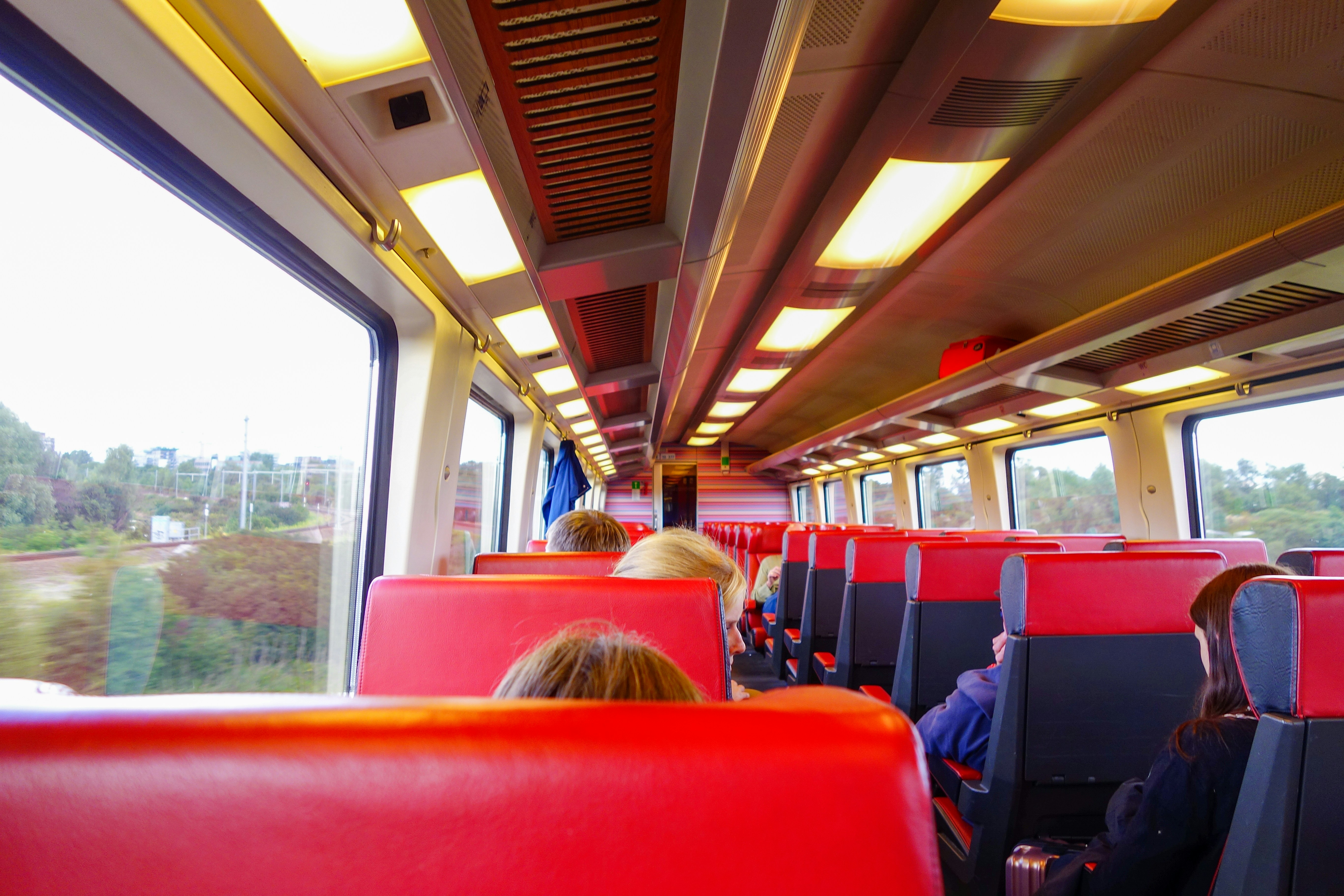 Passengers on a European regional train, the kind you can board with no reservation