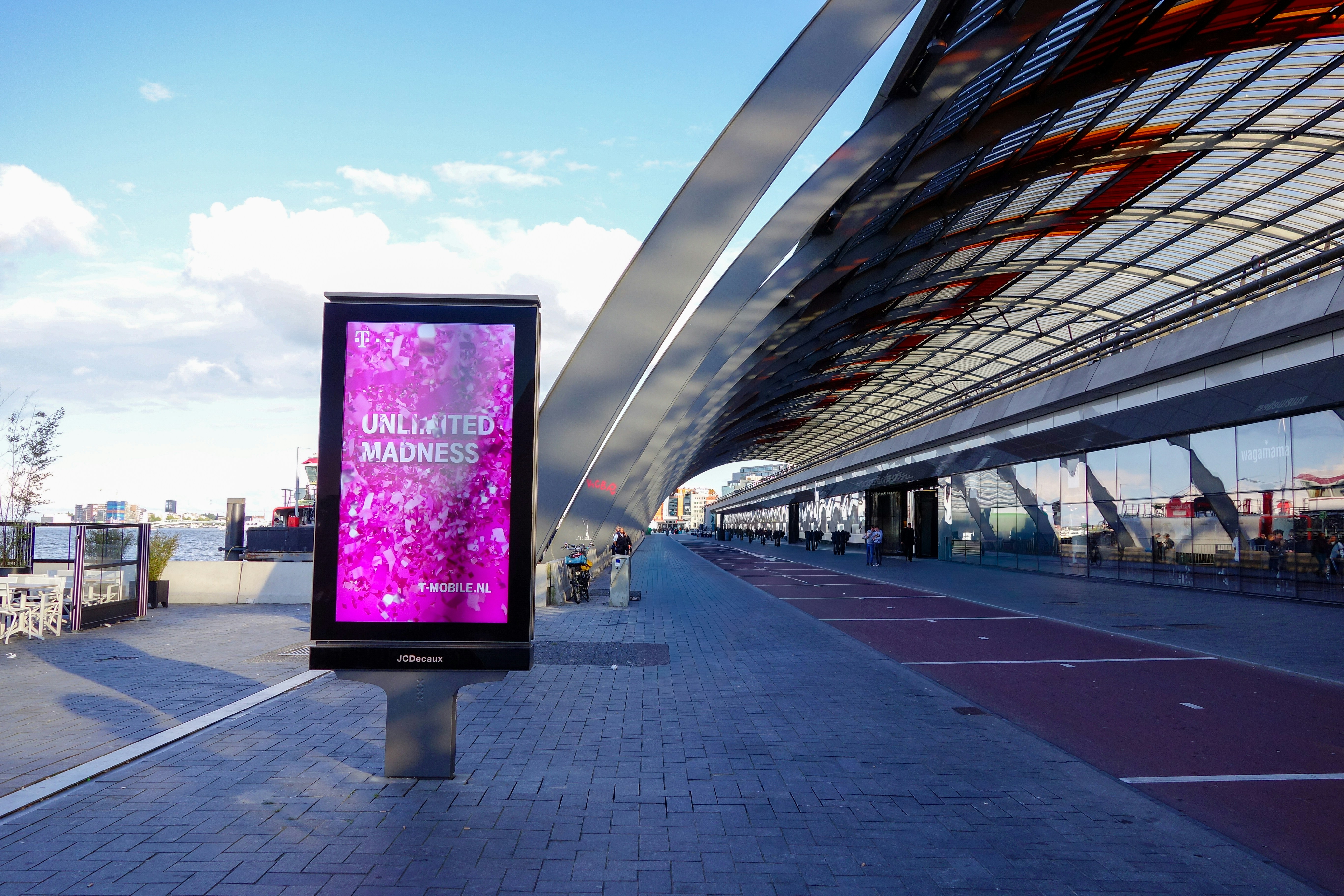 Modern digital billboard with pink abstract art outdoors. photo – Free ...
