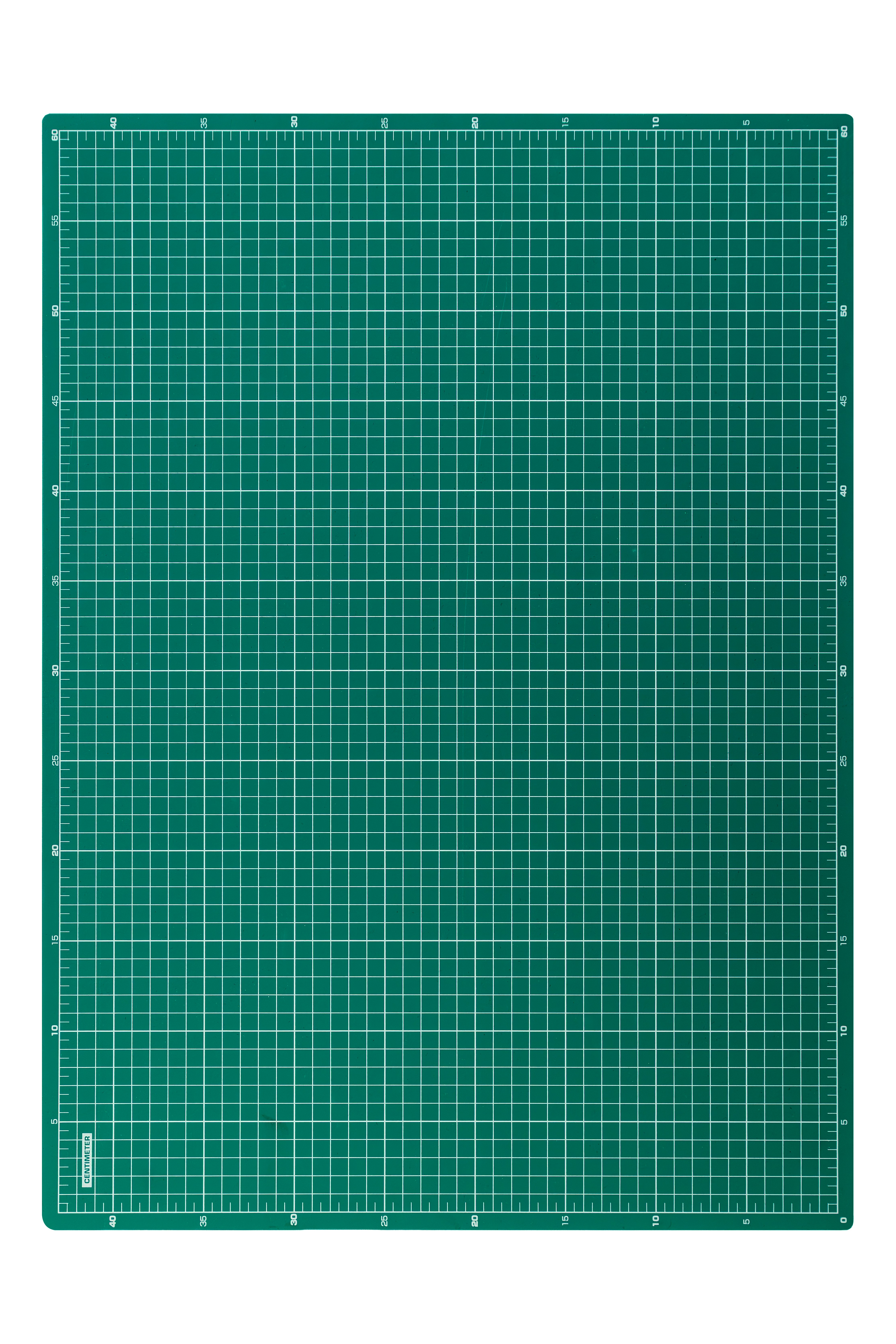Grüne Schreibtischmatte mit weißem Raster und Linealen