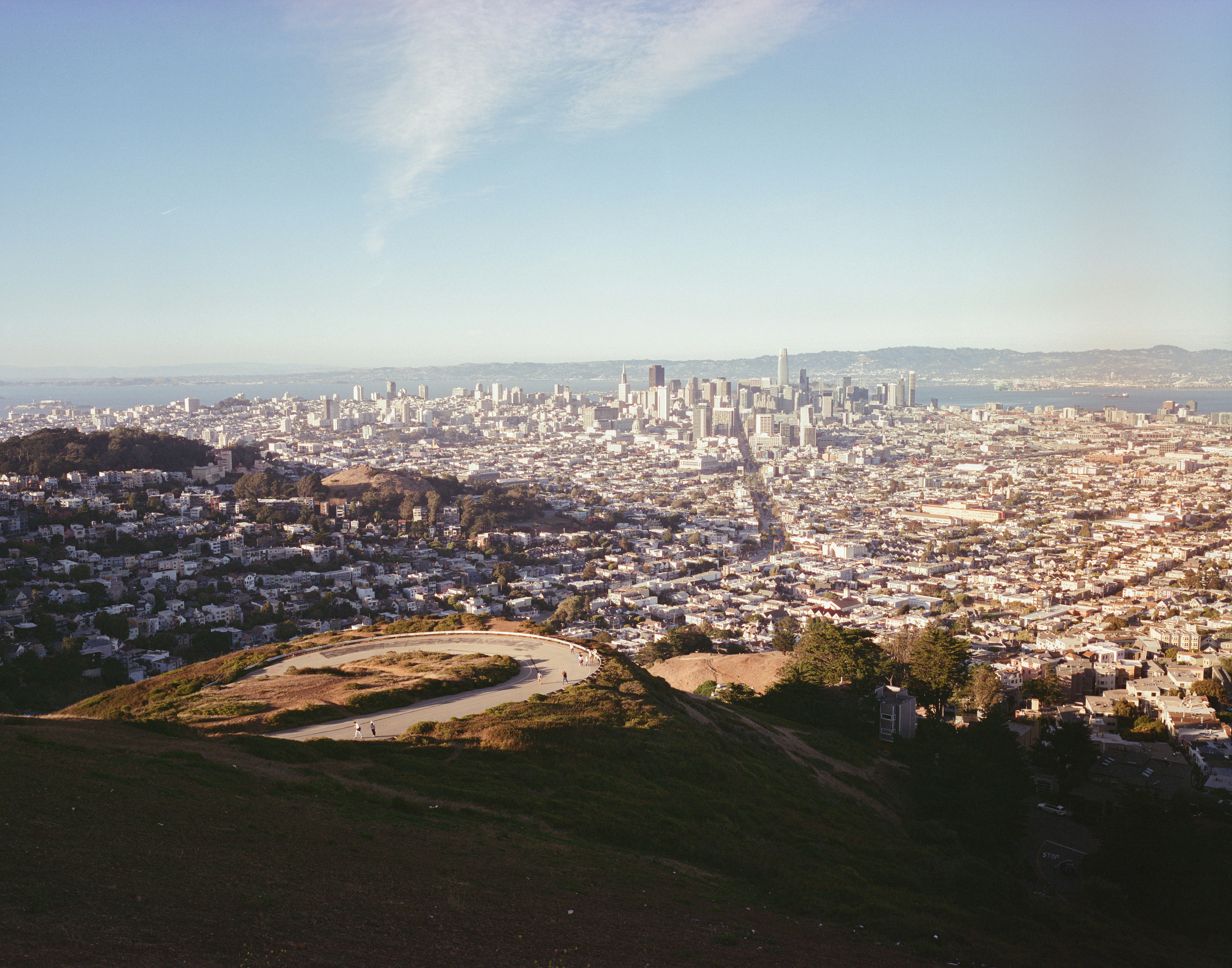 Winding road on twin peaks overlooking san francisco