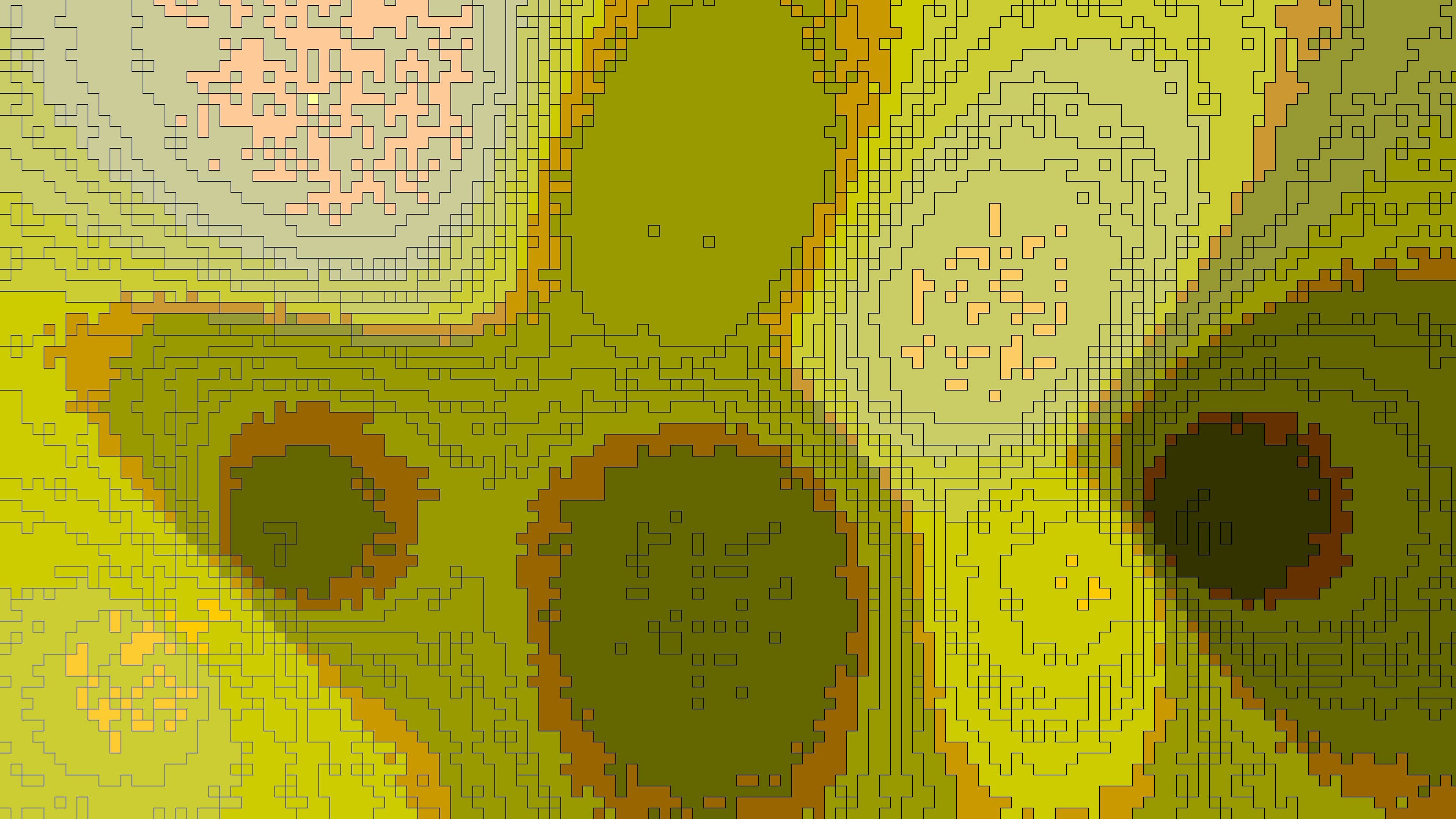 Abstract green and brown pixelated pattern with organic shapes