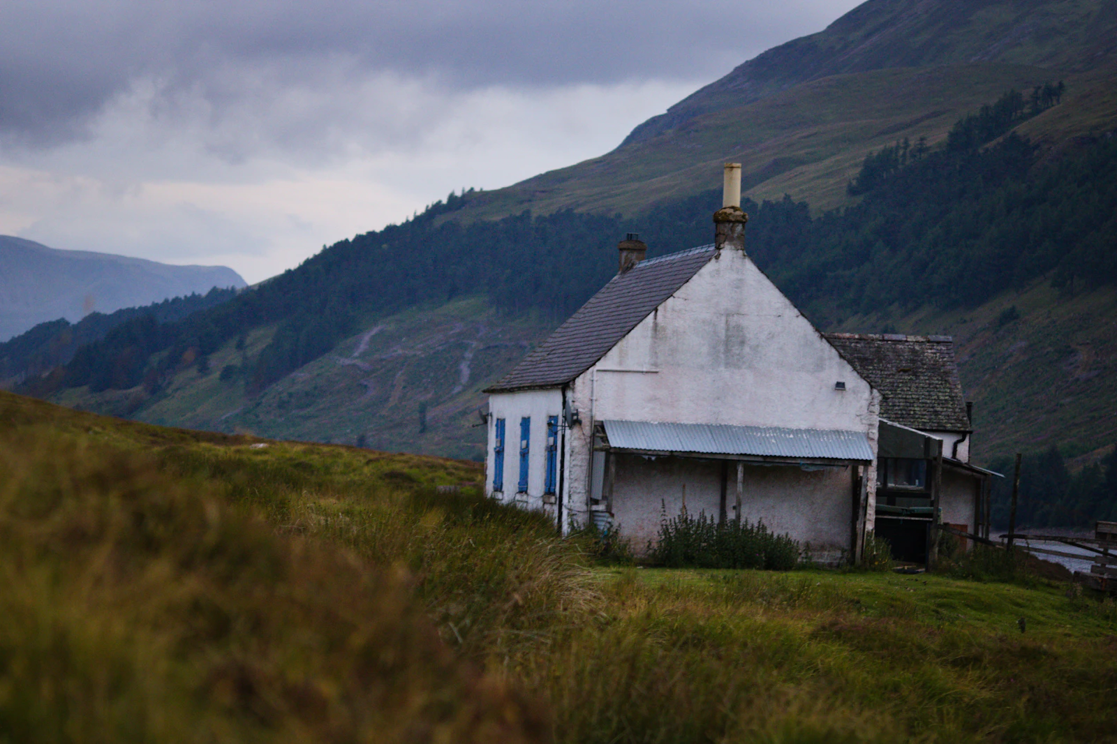 A former industrial munitions factory building in the Scottish countryside
