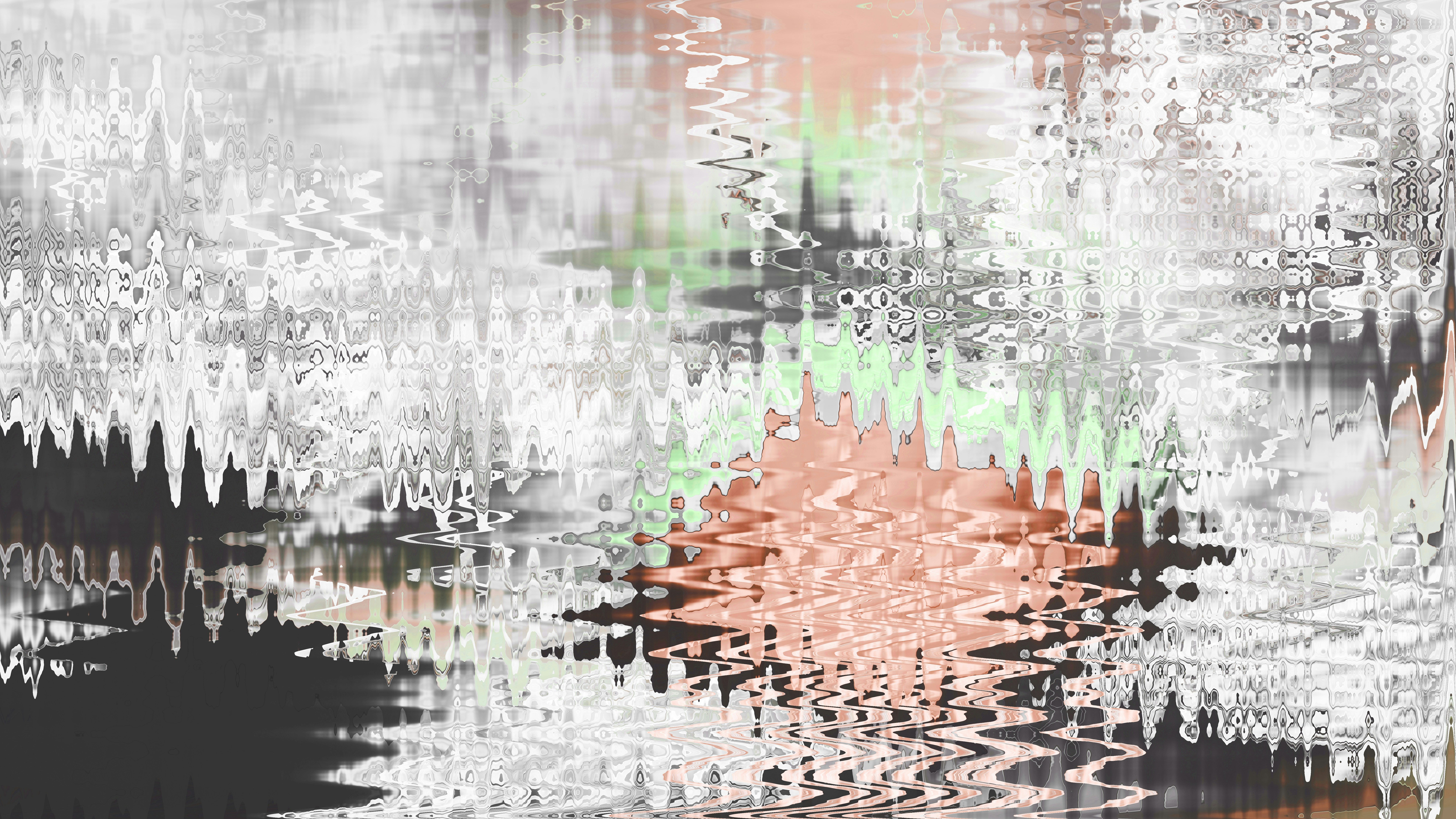 Abstract background with wavy, distorted patterns in multiple colors.