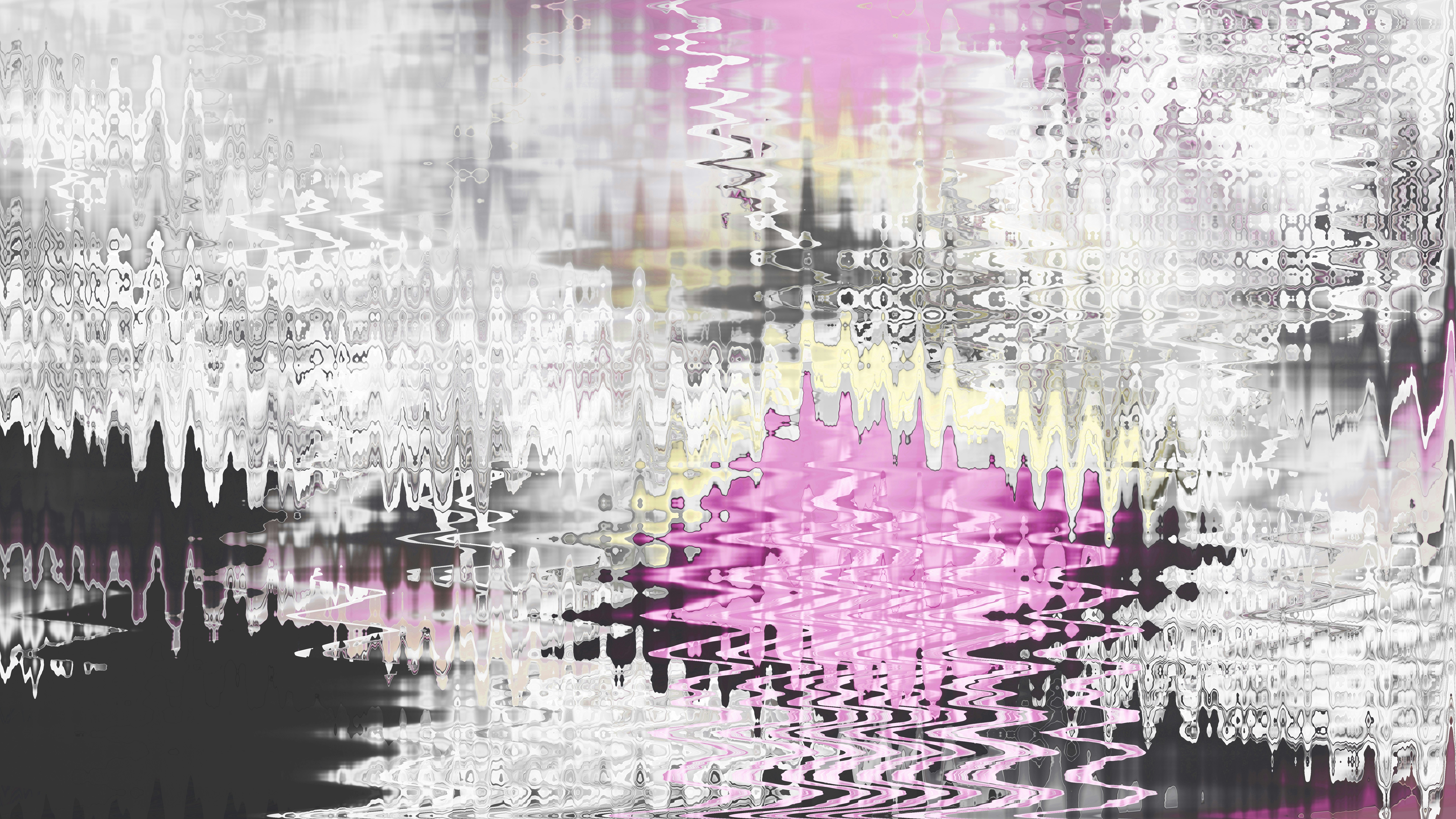 Abstract pattern with jagged pink, white, gray, and black lines.