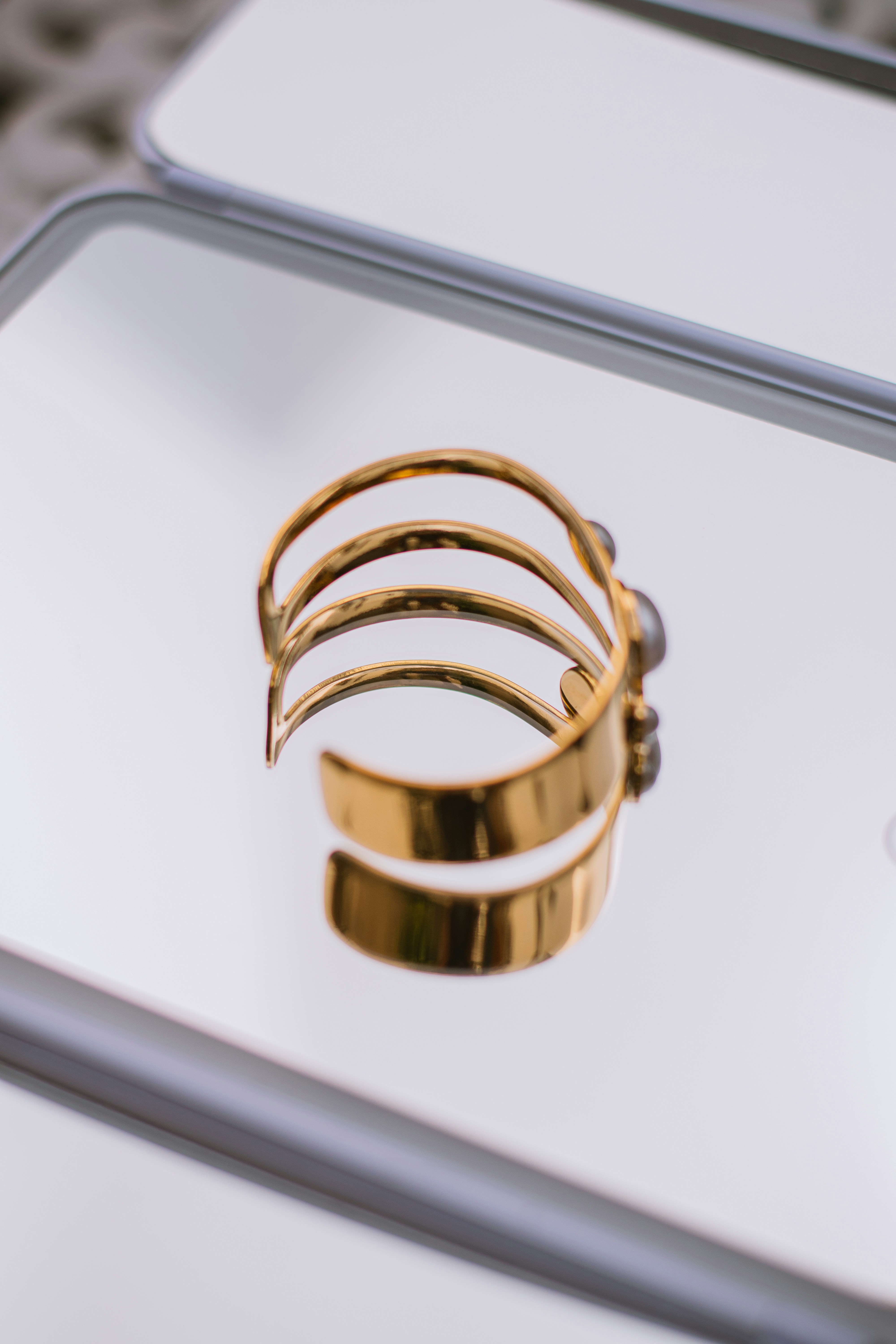 Terra gold multi-banded cuff bracelet detail
