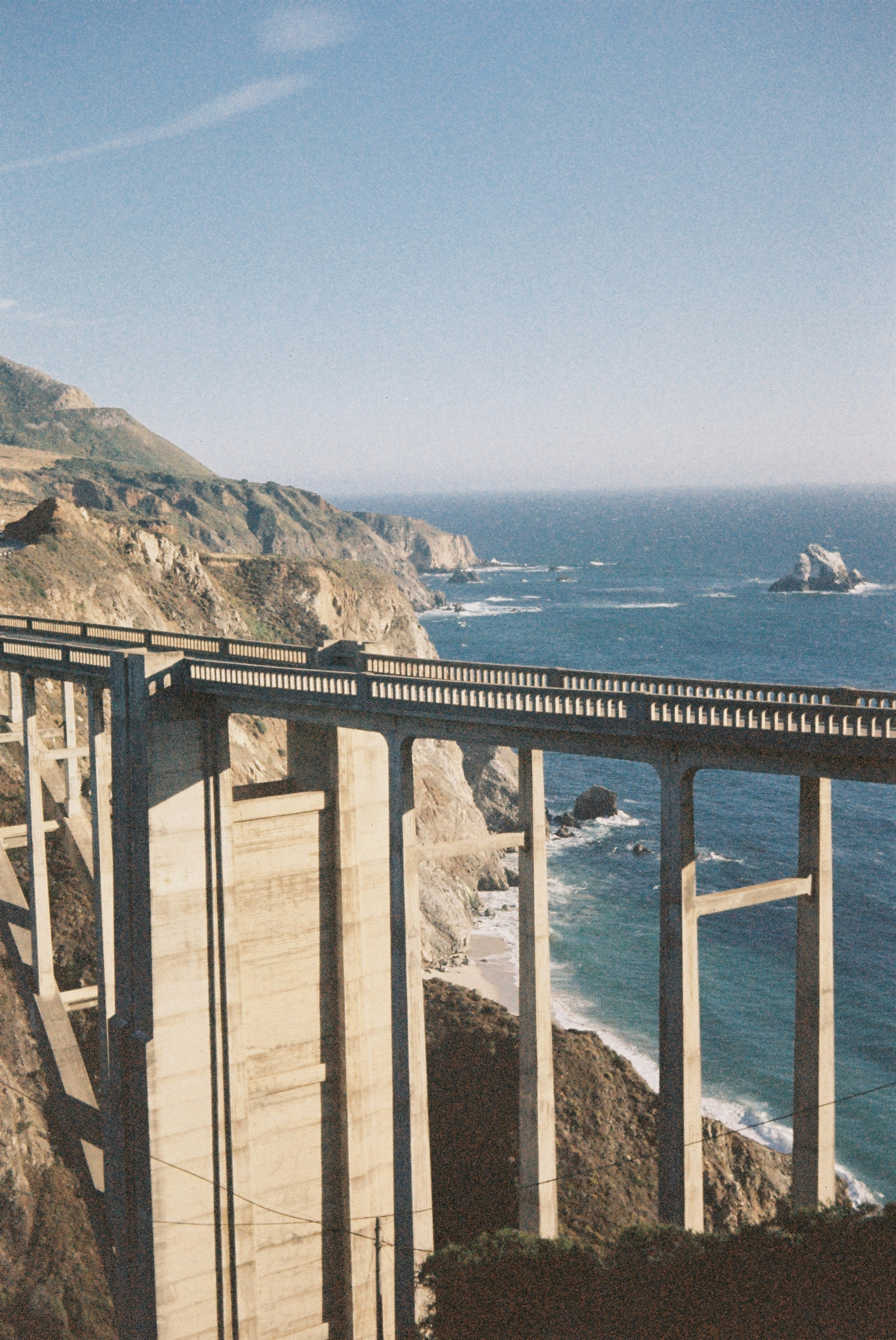 The Bixby Creek Bridge spanning a coastal canyon above the Pacific Ocean in California.