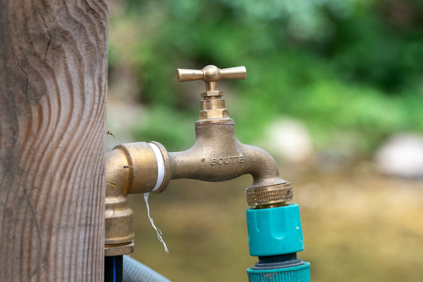 Outdoor brass faucet where you start when you install drip irrigation