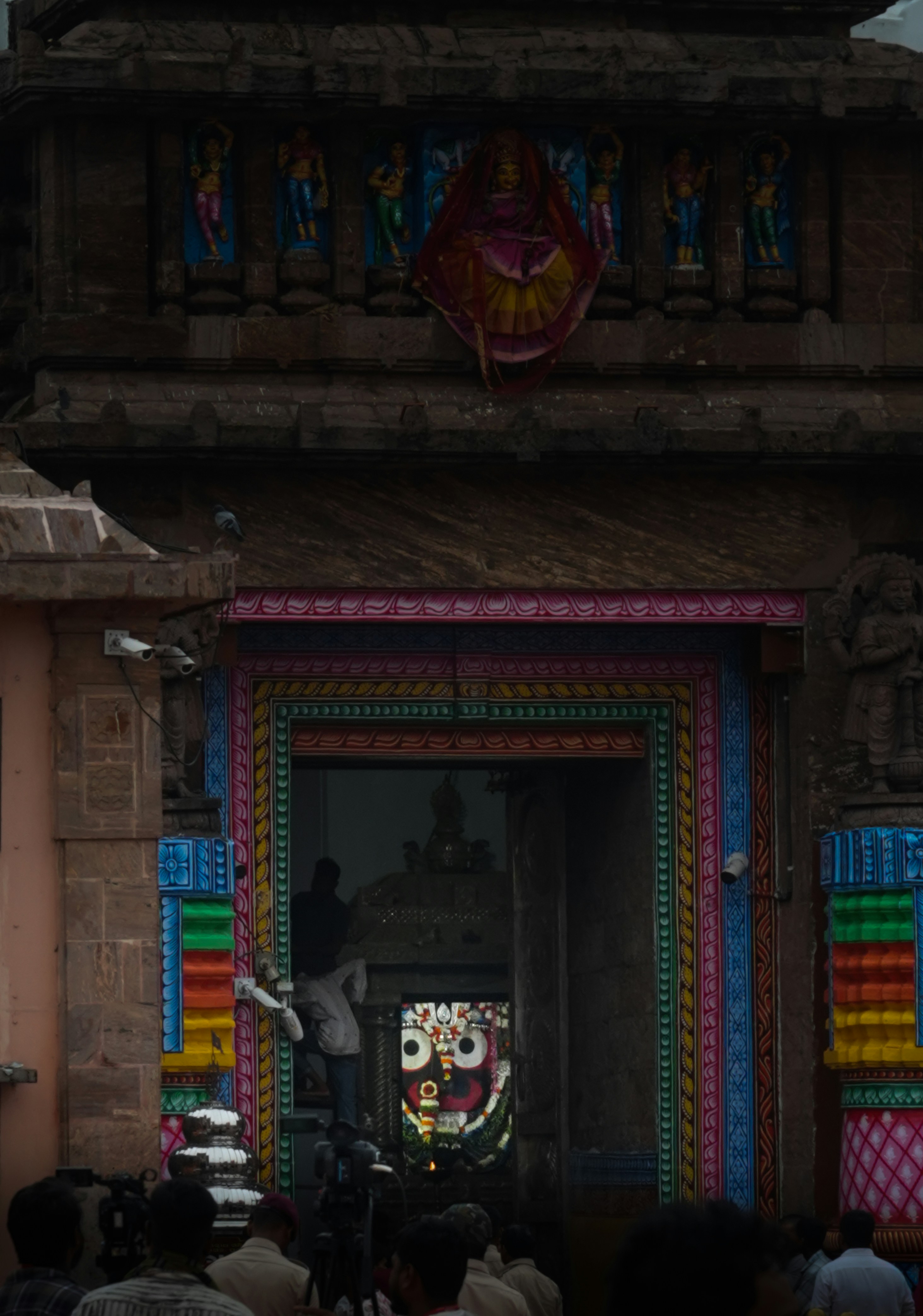 The colorful entrance to the Jagannath Temple in Puri with a deity visible inside