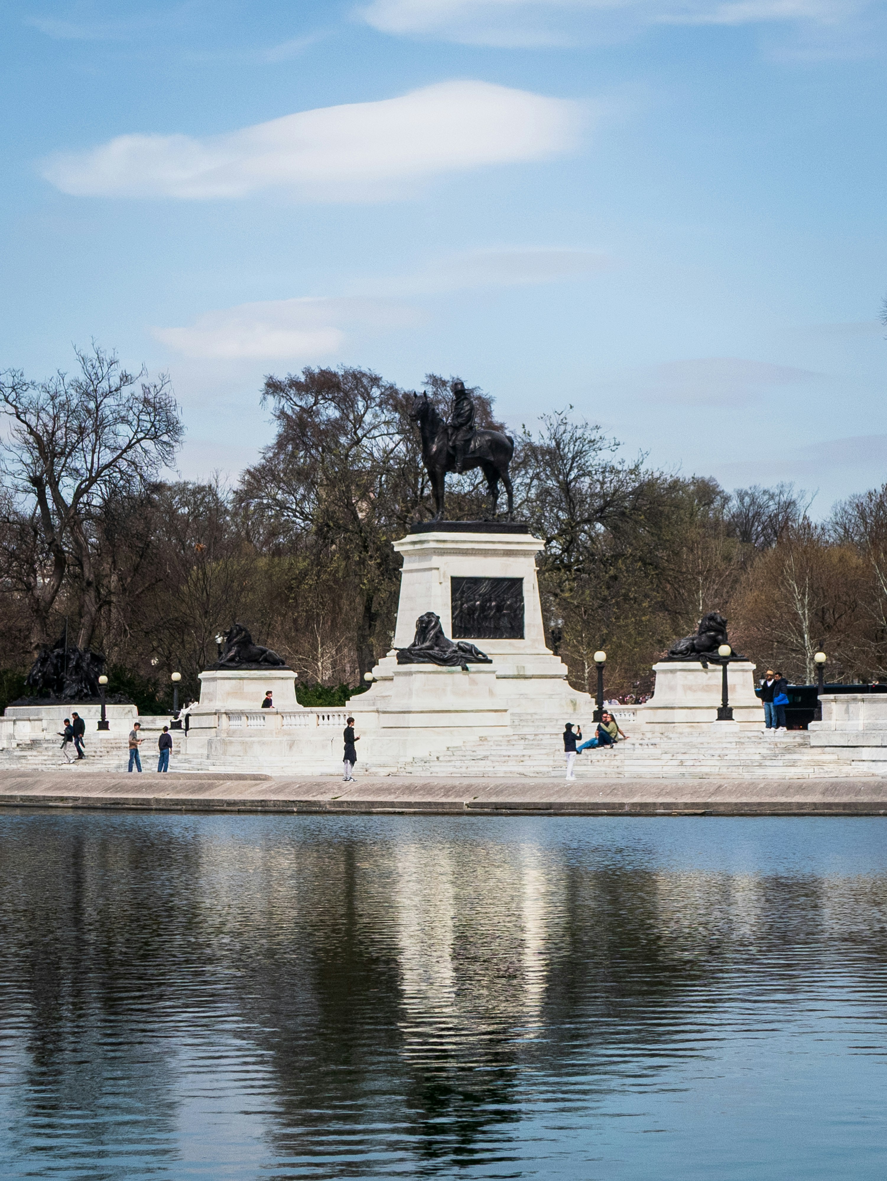The Ulysses S. Grant Memorial with an equestrian statue beside a reflecting pool