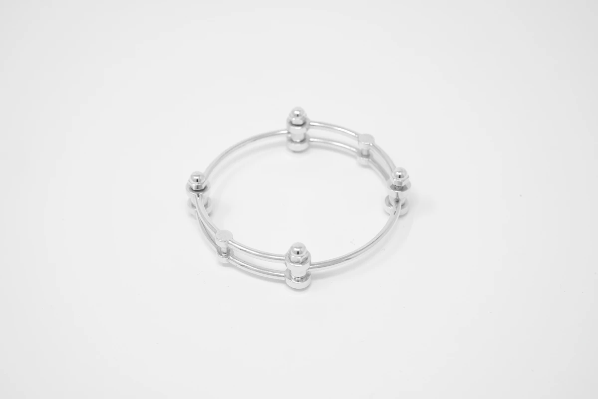 Silver Bead Bangle alternate view