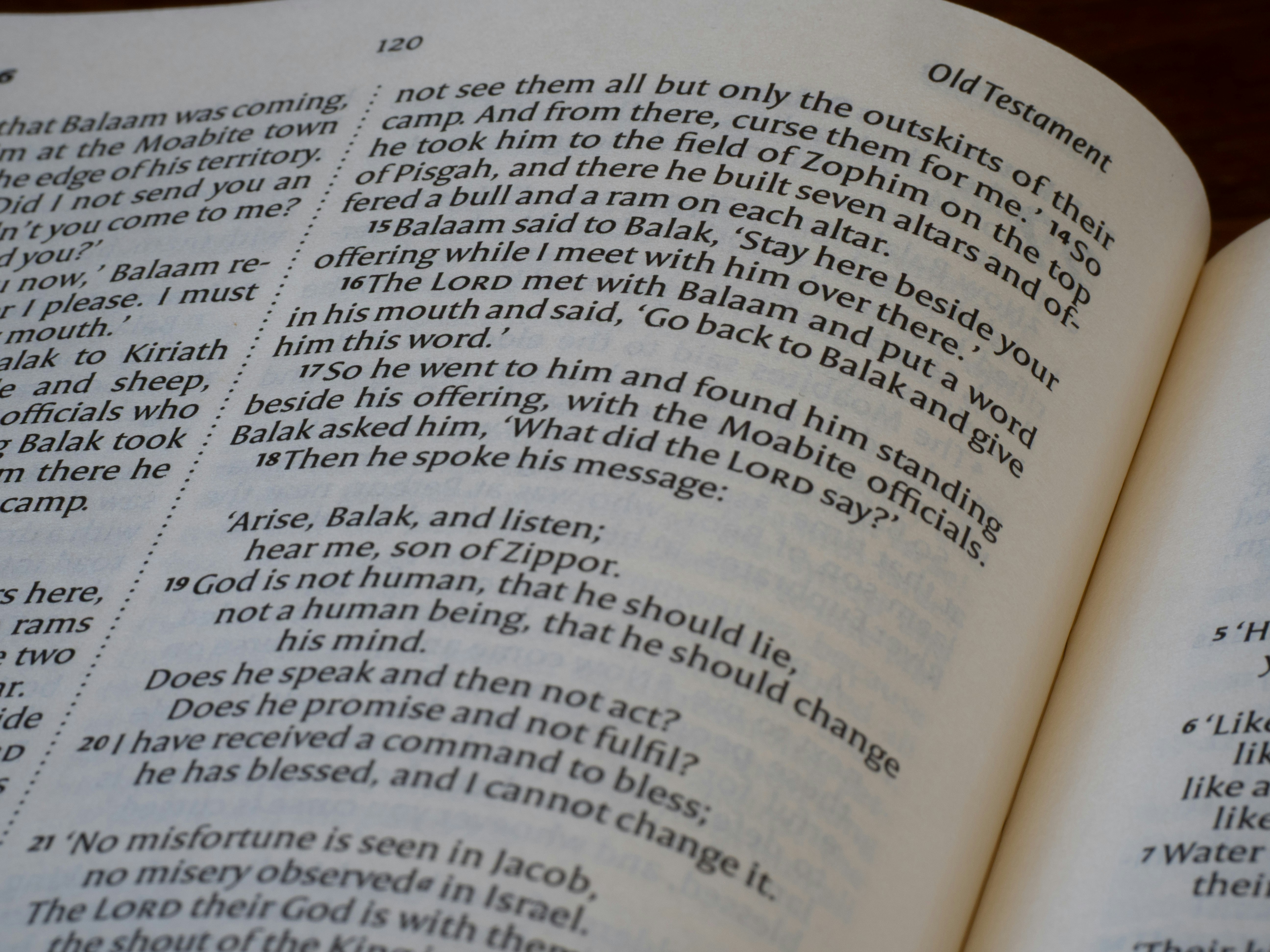 A close-up of printed text on a page from the Old Testament.