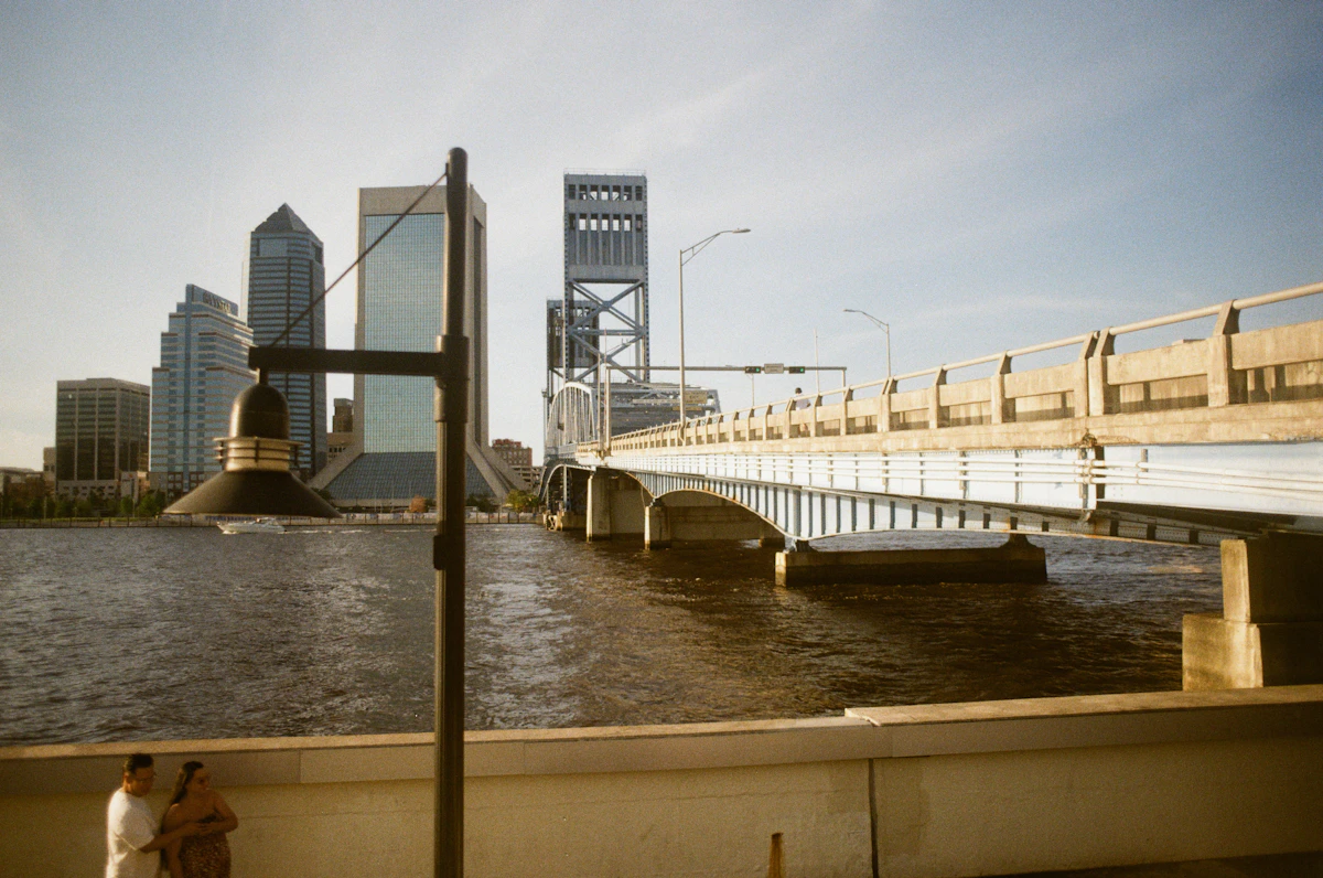 The Main Street Bridge over the St. Johns River in downtown Jacksonville at sunset