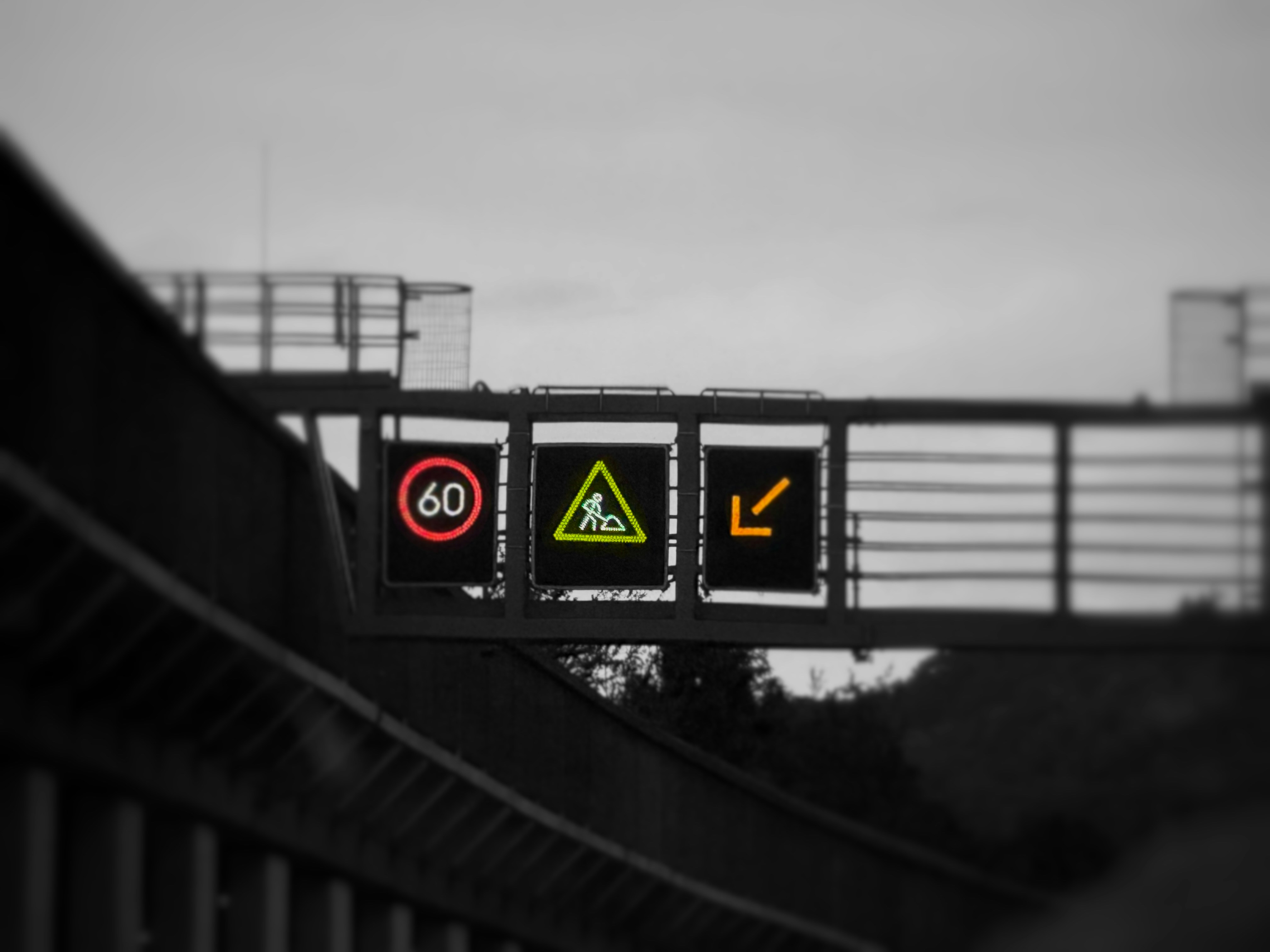 overhead highway lane signage