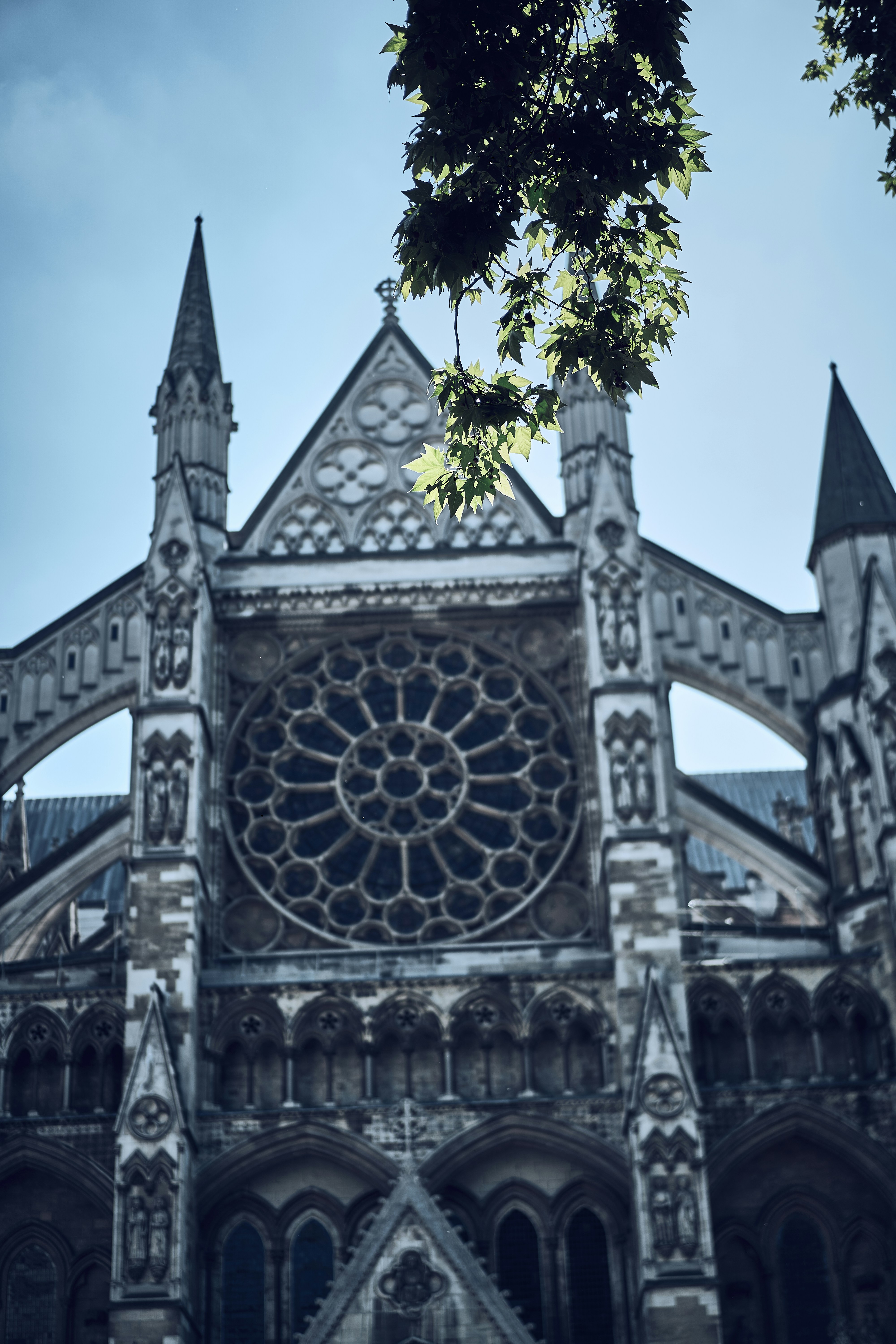 The rose window of Westminster Abbey in London, England.