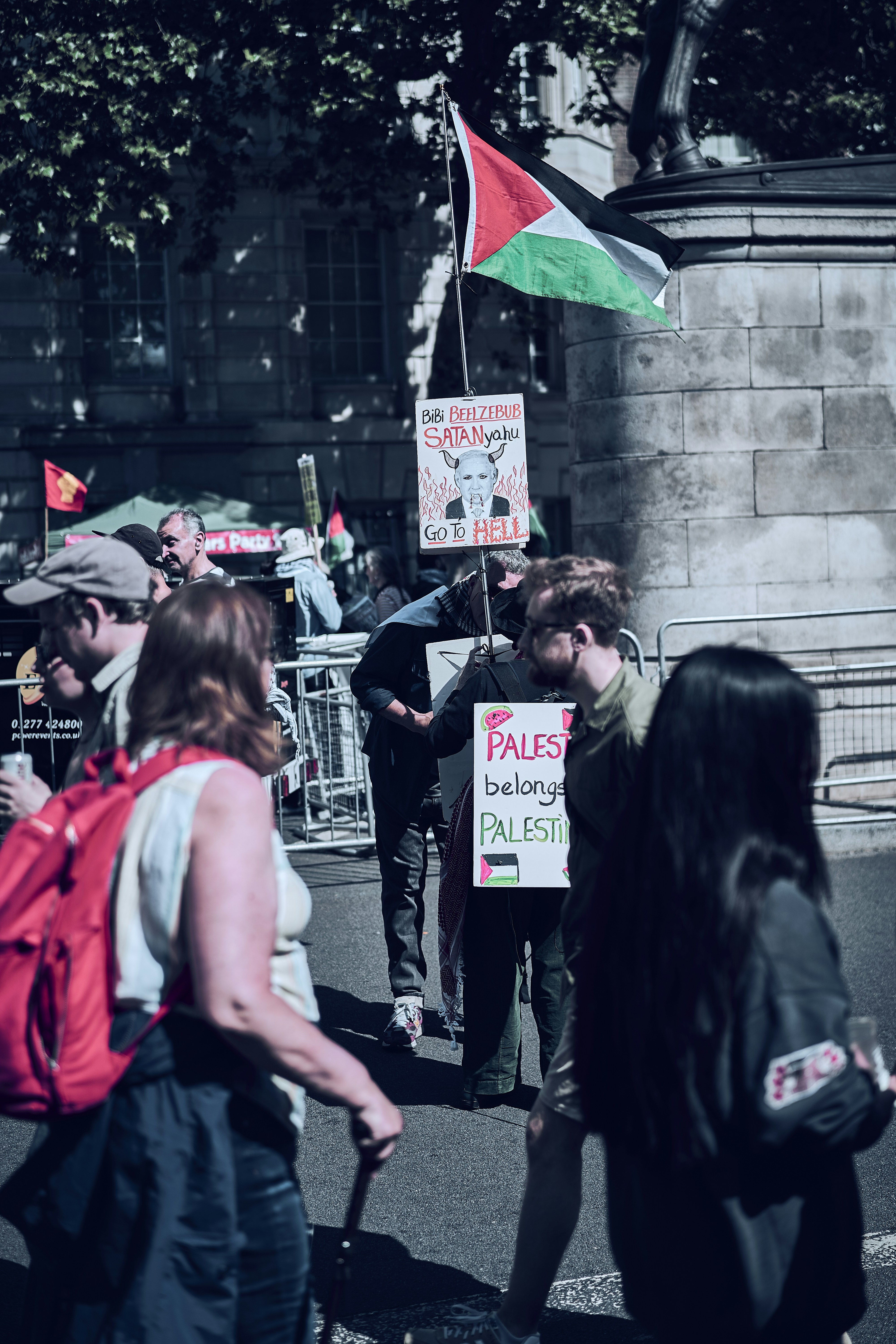A public march through central London, England.
