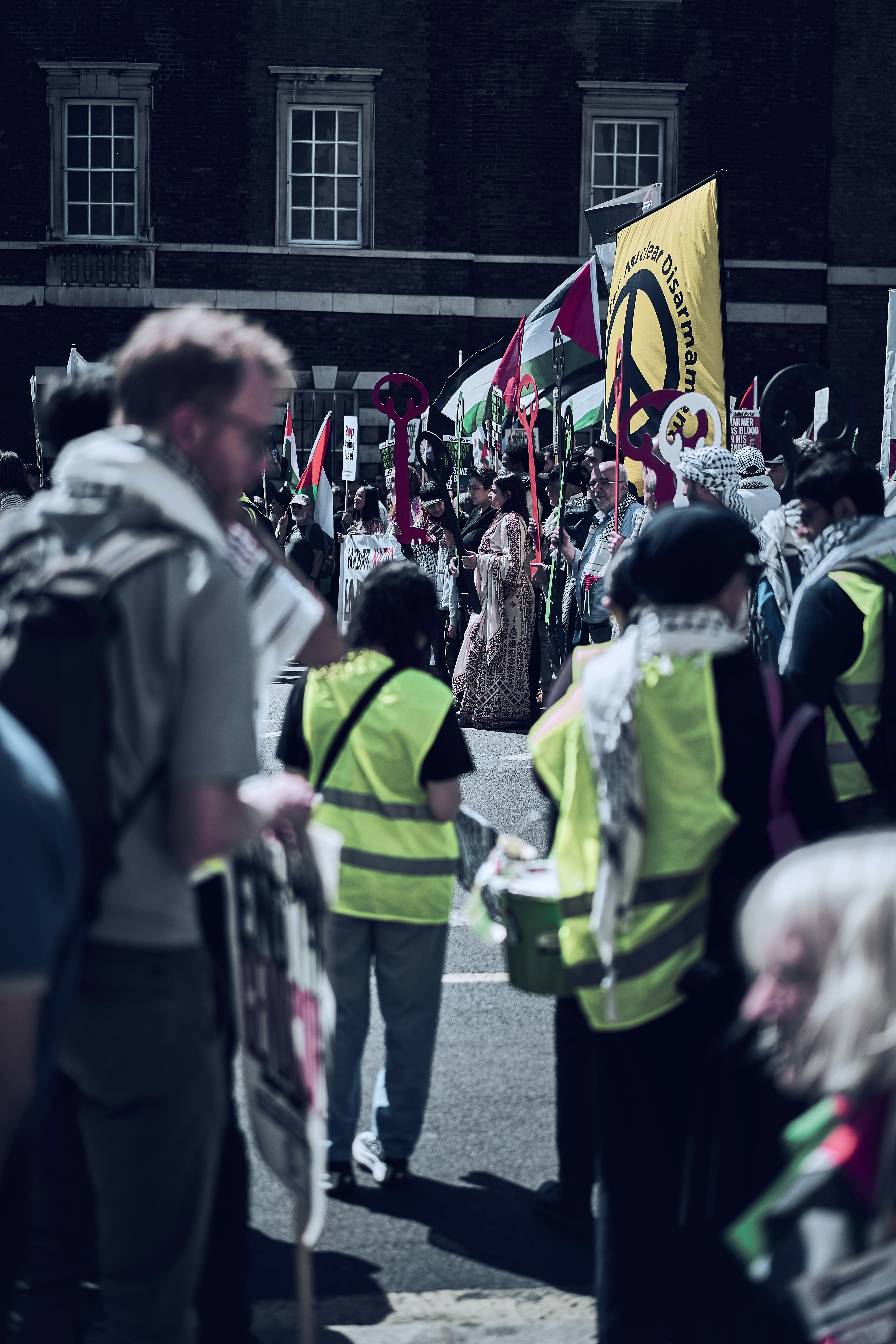 A public march through central London, England.