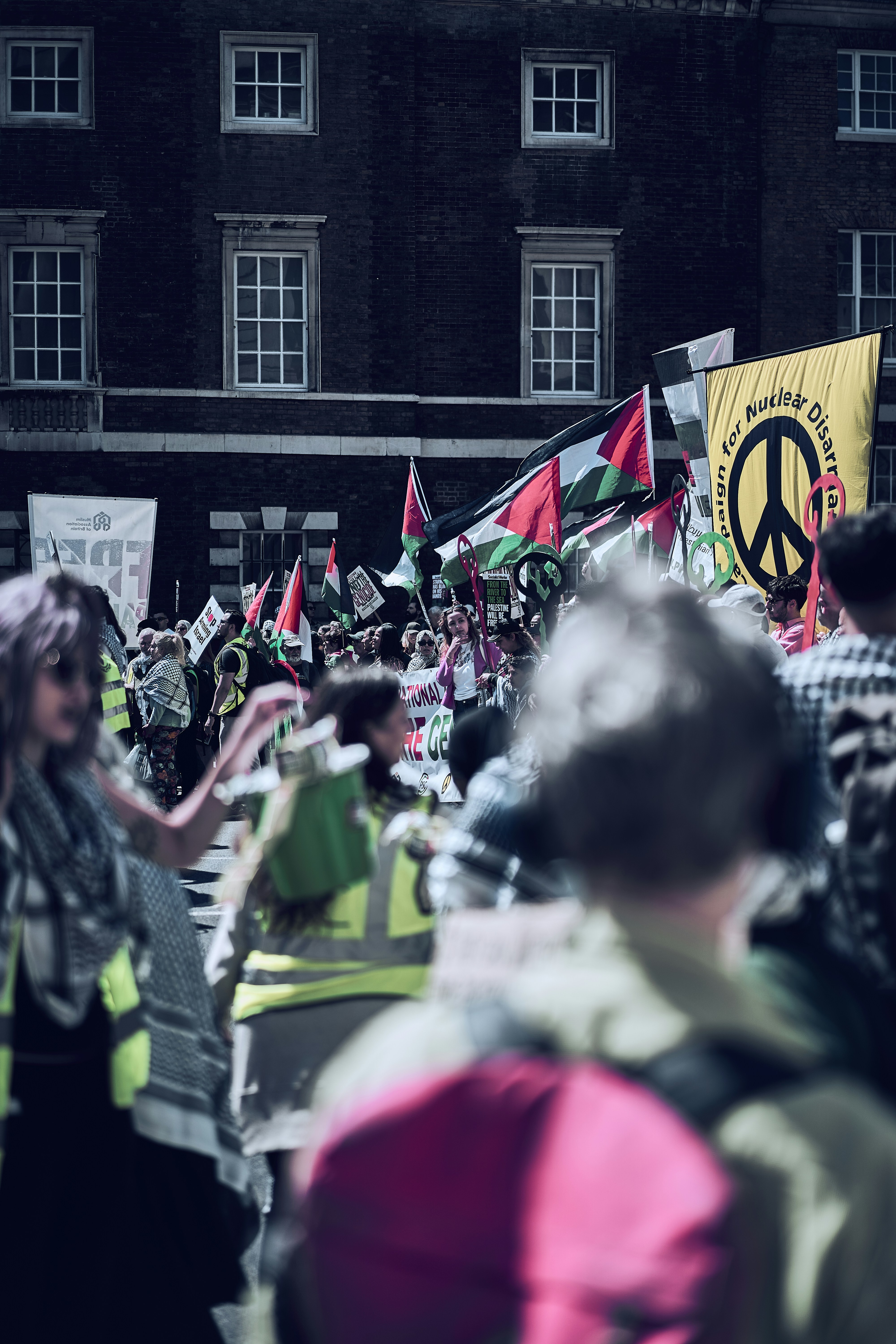 A public march through central London, England.