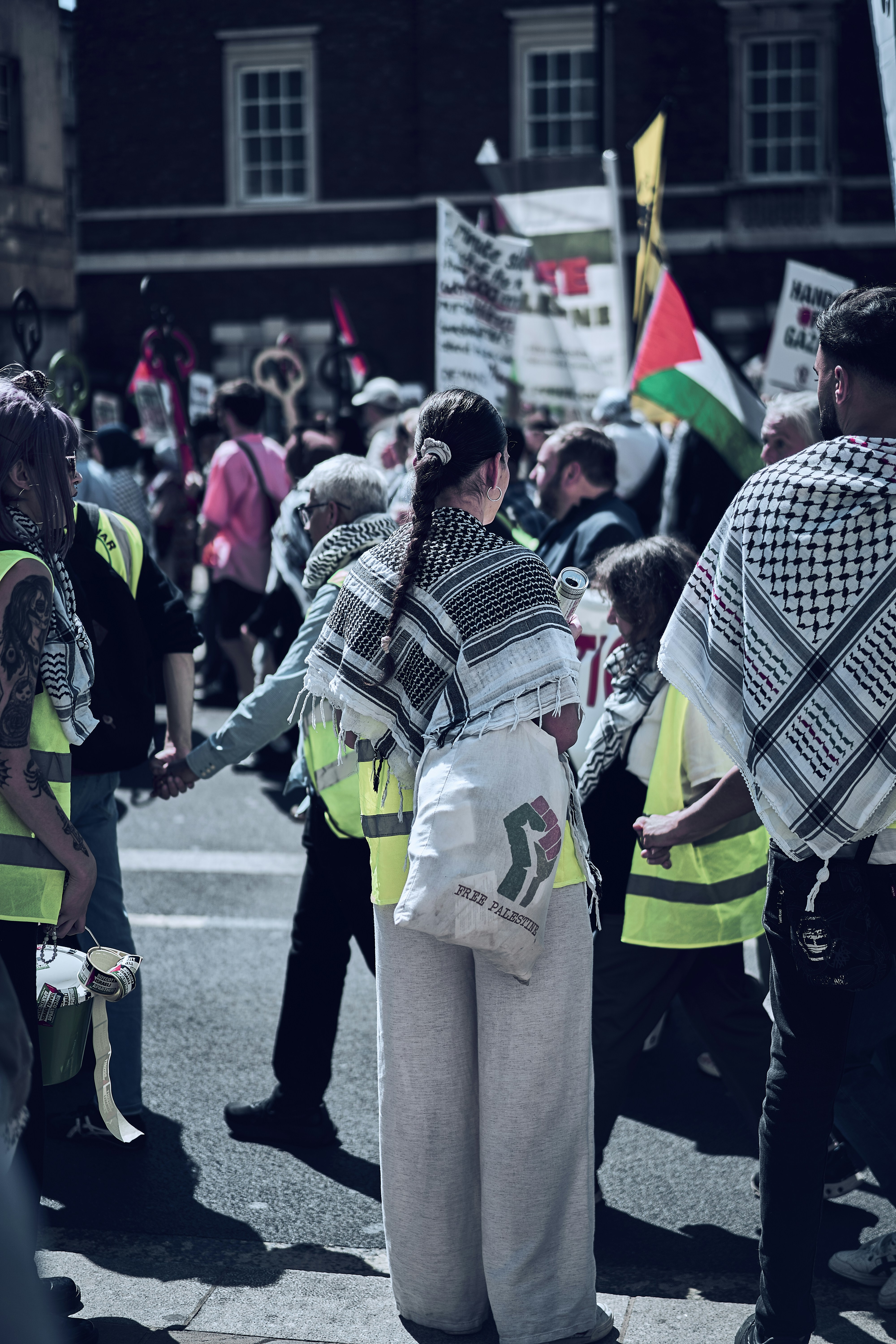 A public march through central London, England.