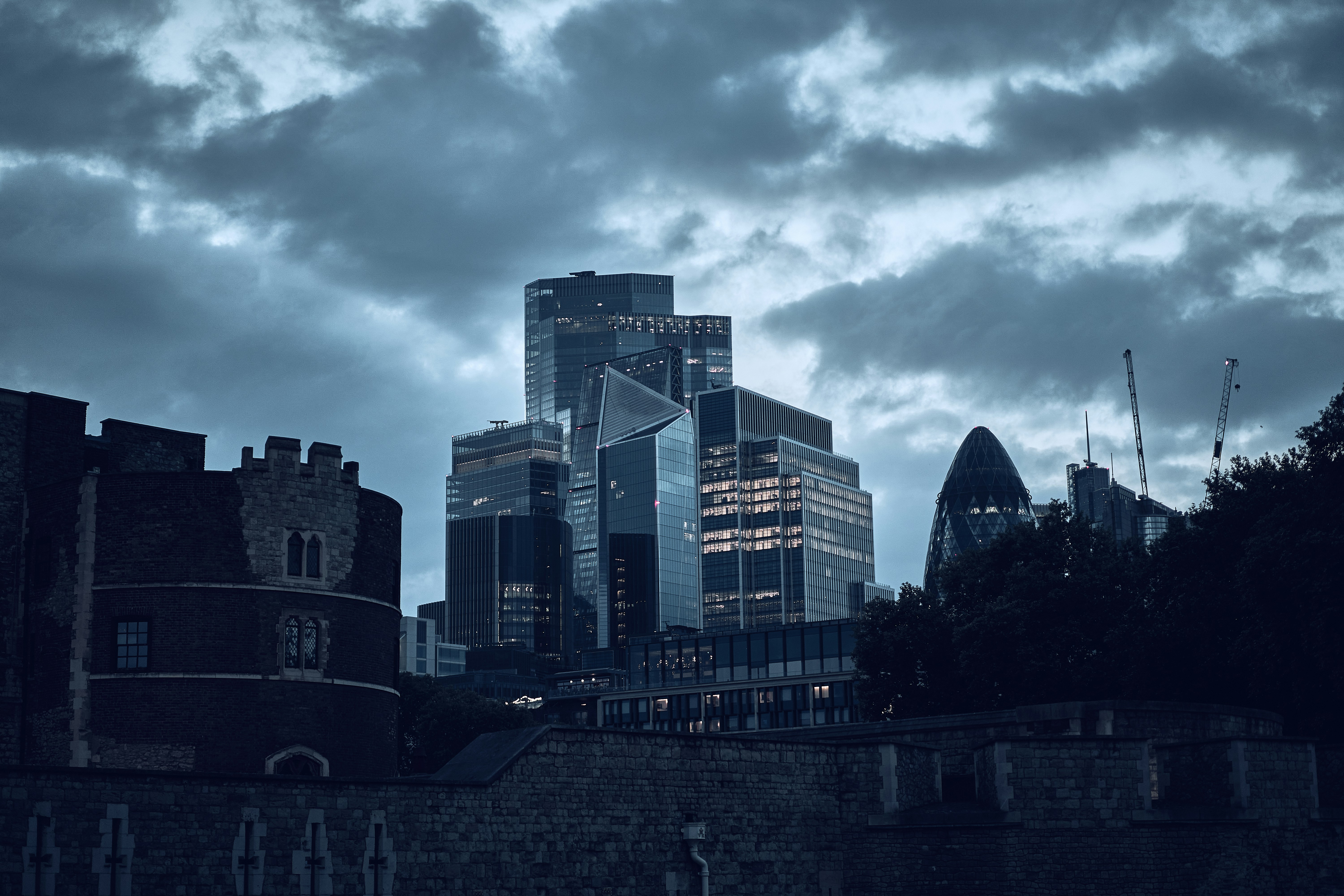 A view near Tower Bridge and the River Thames in London, England.