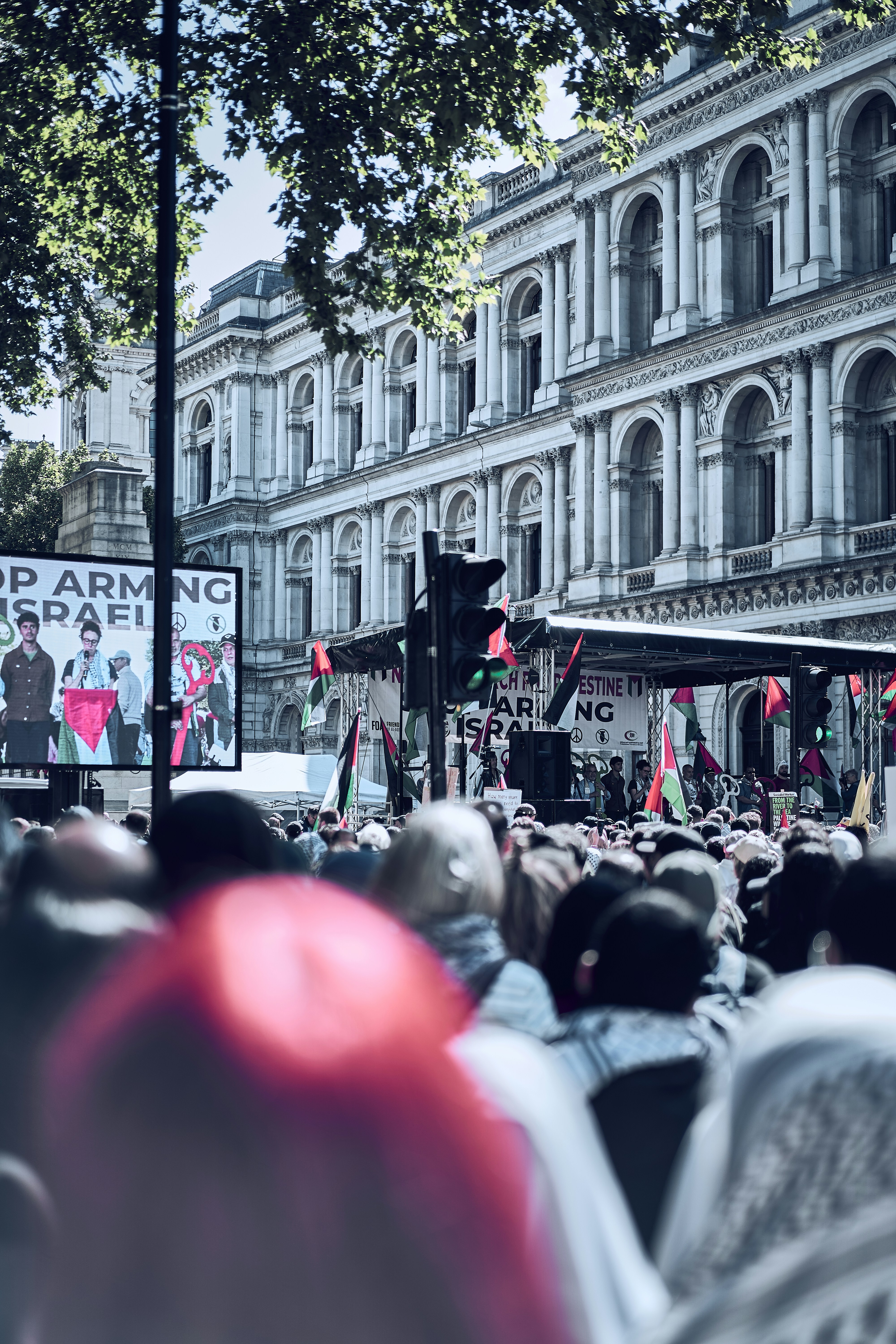 A public march through central London, England.