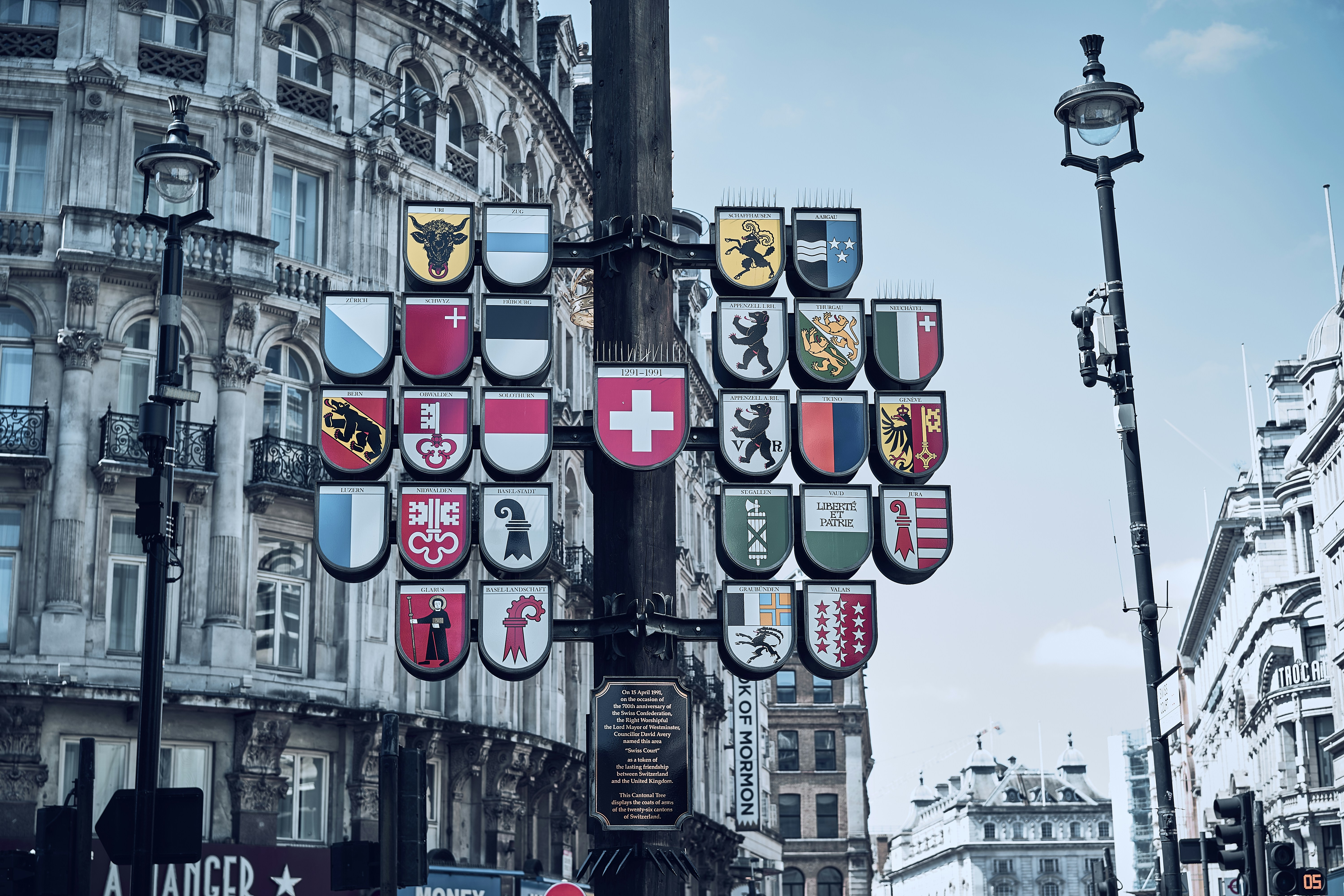 A street scene in central London, England.