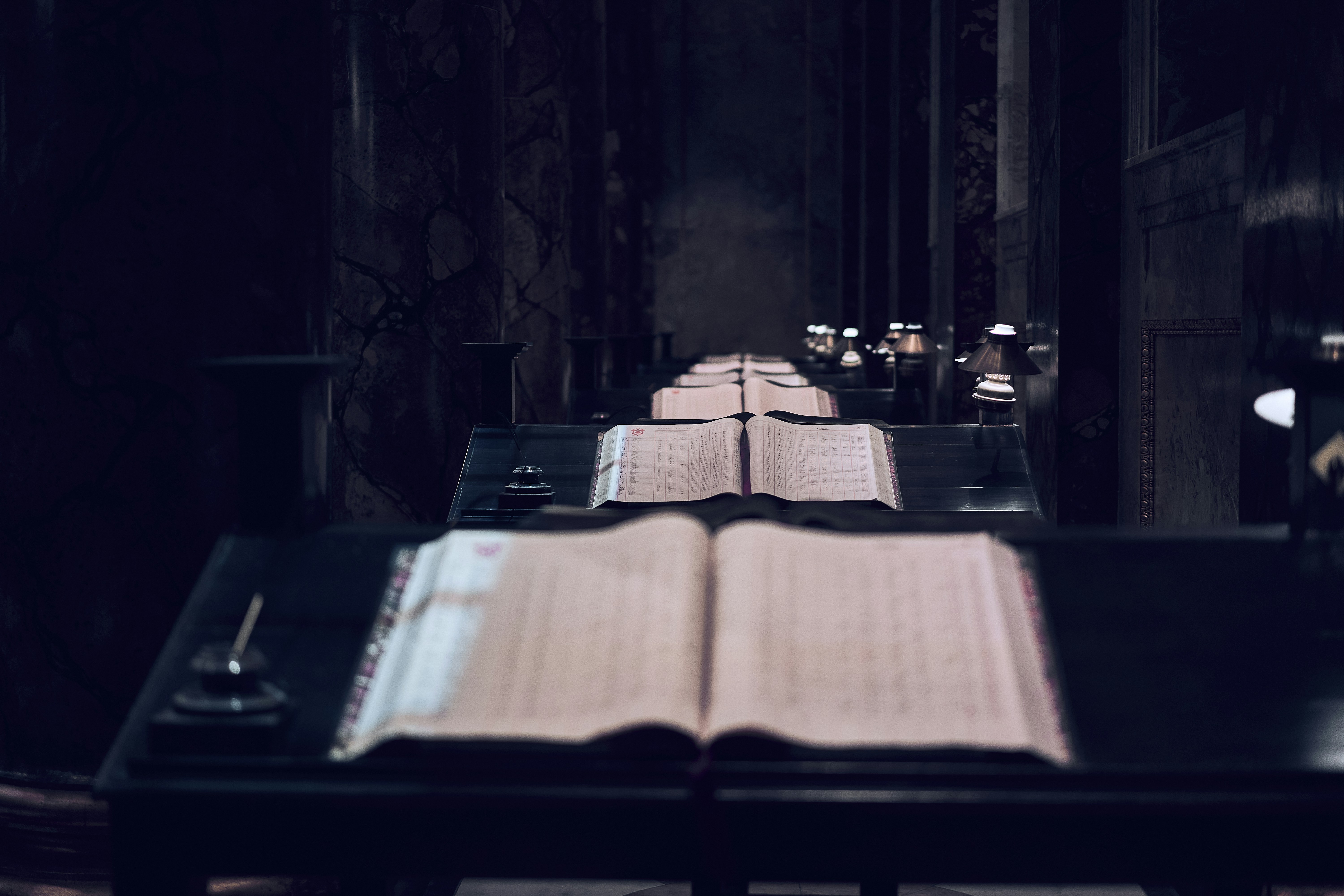 An open book in a dim interior at the Warner Bros. Studio Tour London.