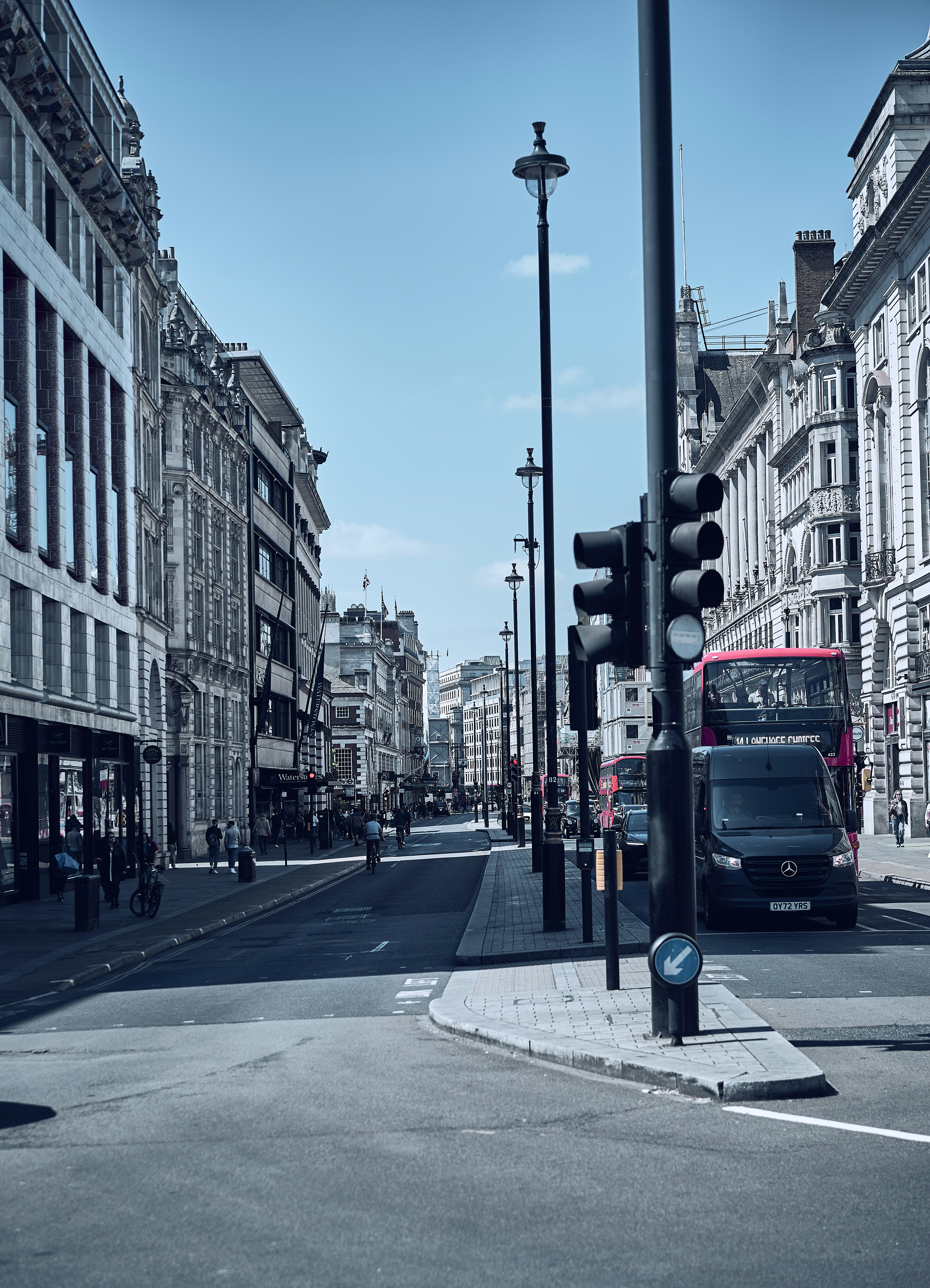 A street scene in central London, England.