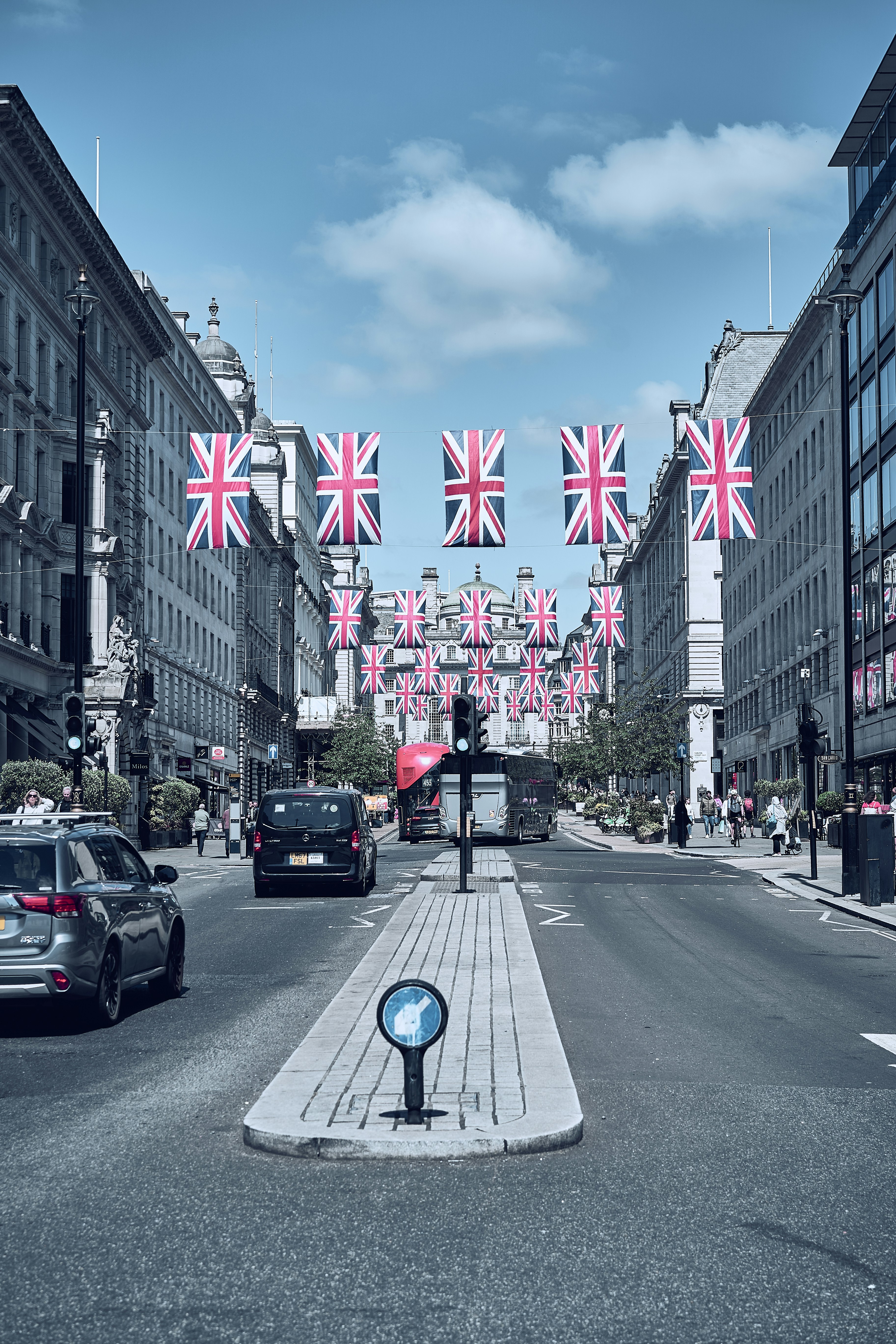 A street scene in central London, England.