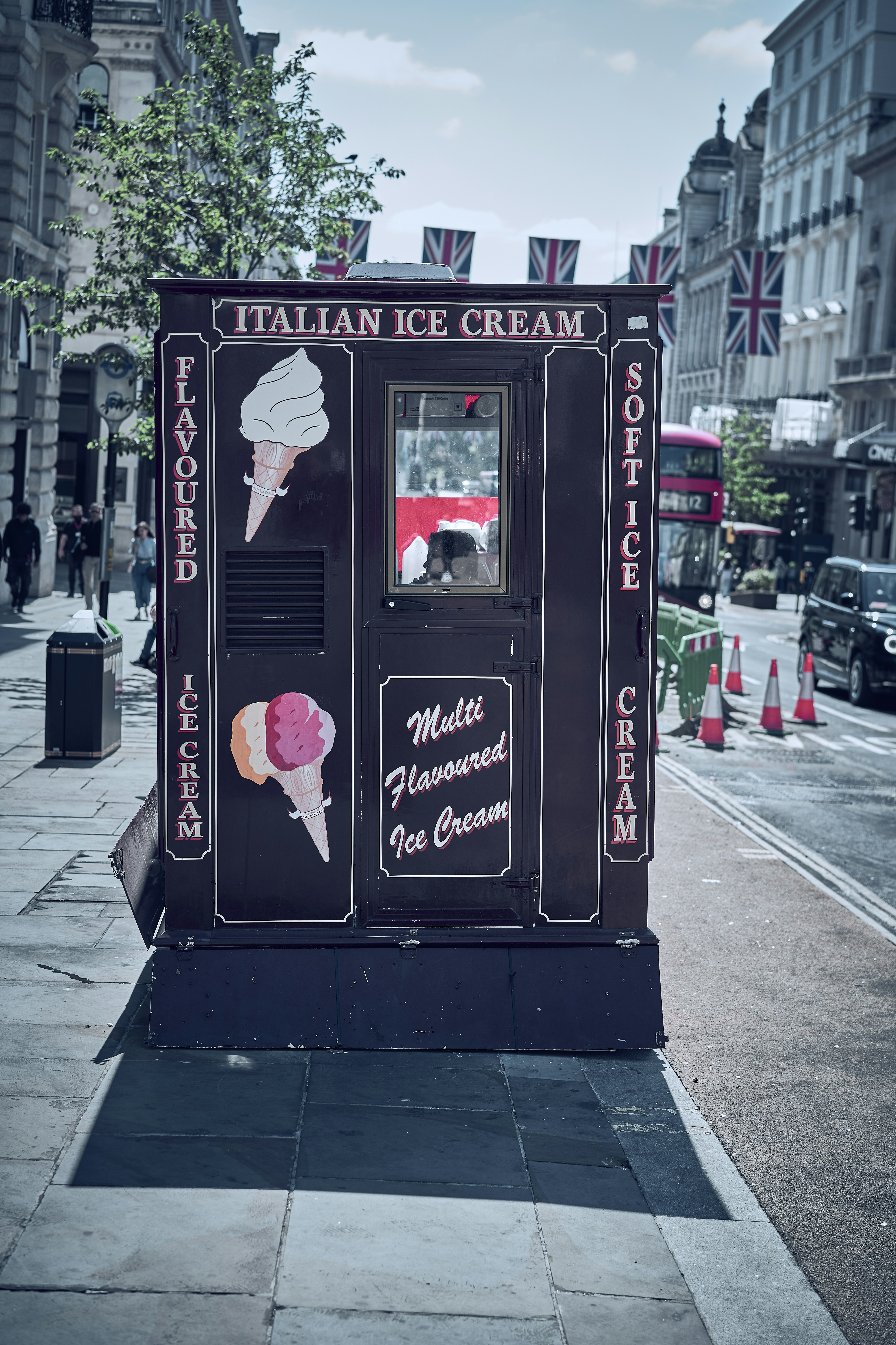 A street scene in central London, England.