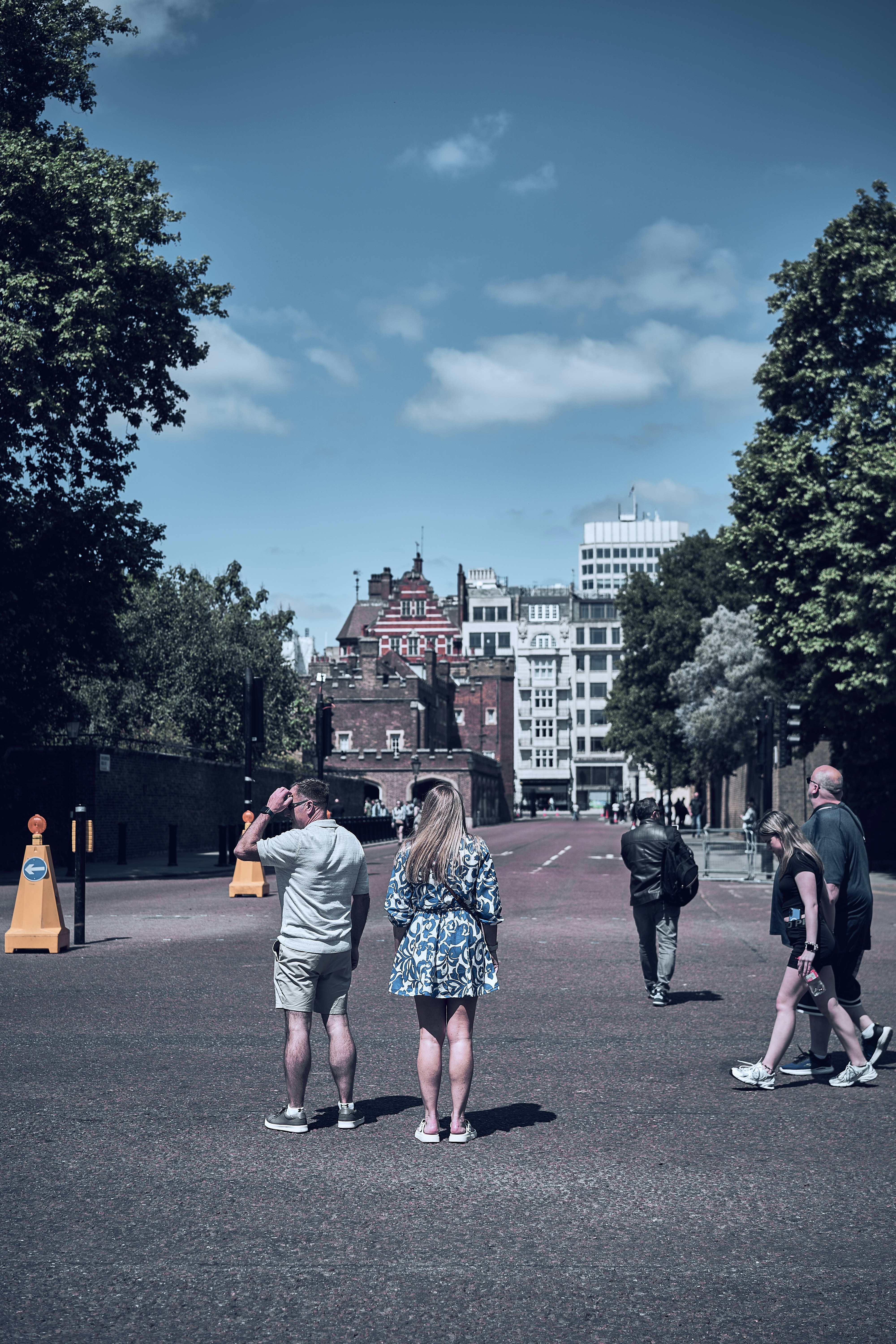 A street and architectural view in London, England.
