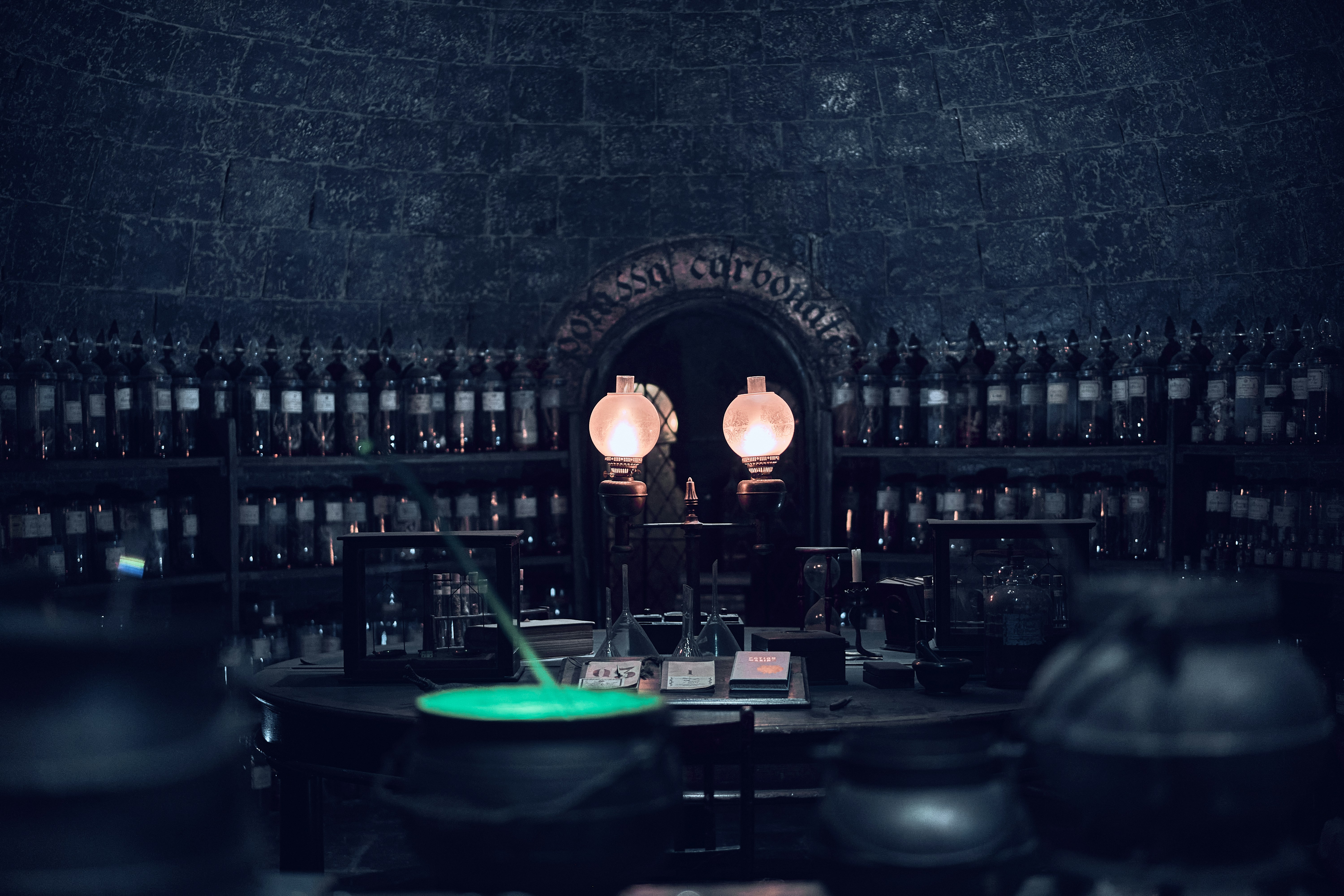 The potions classroom set at the Warner Bros. Studio Tour London.