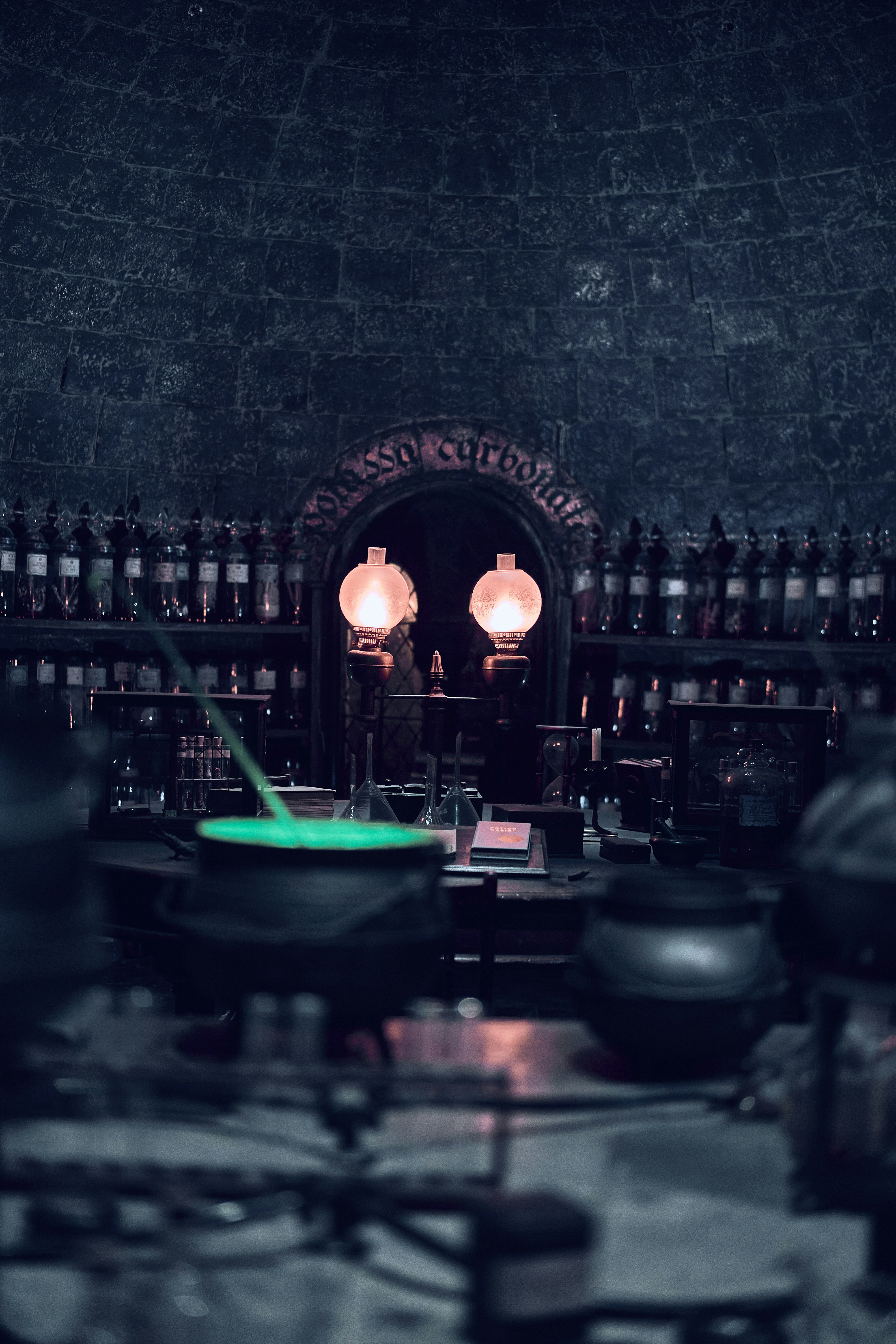 The potions classroom set at the Warner Bros. Studio Tour London.