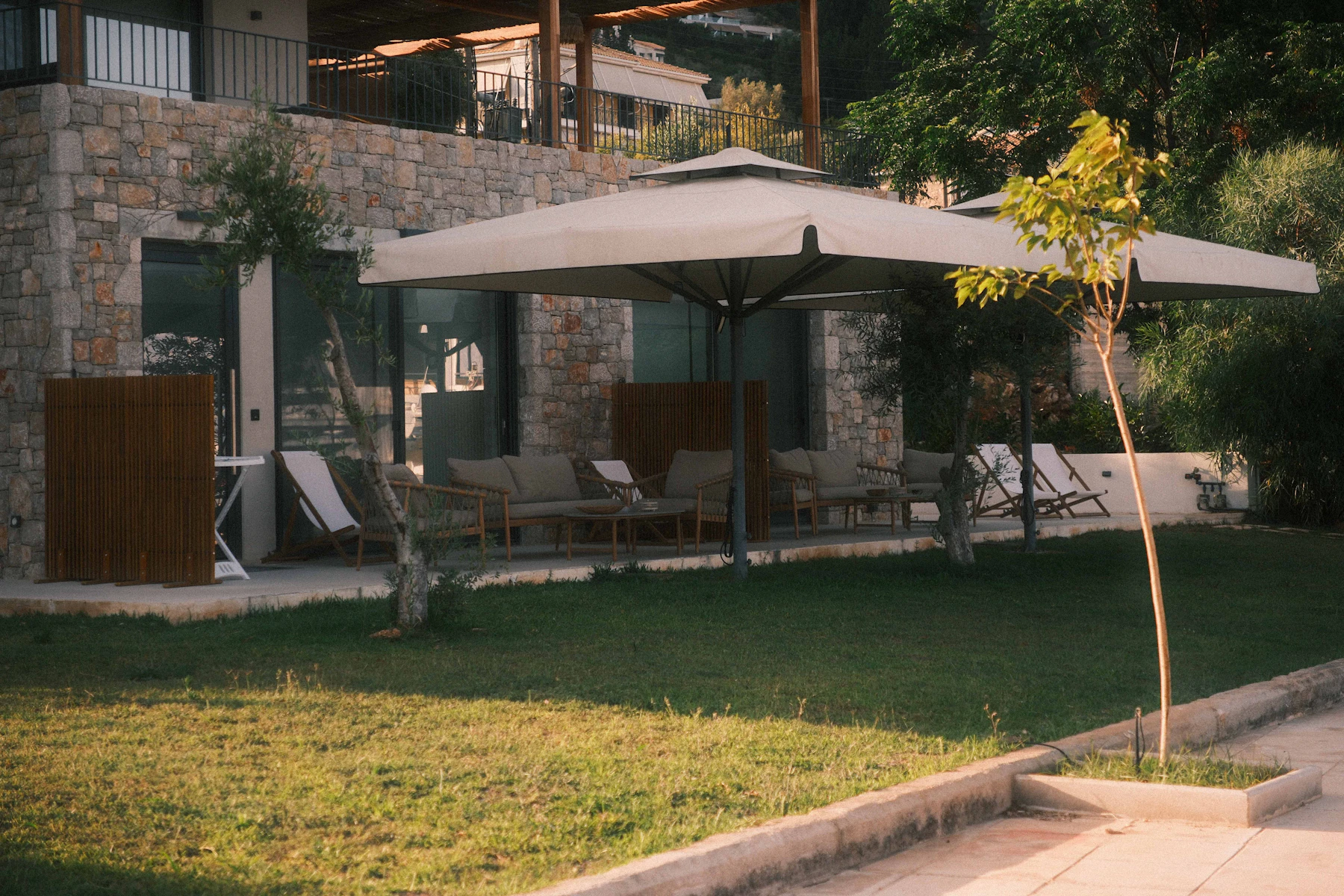 Residential property stone terrace and garden in Westkapelle