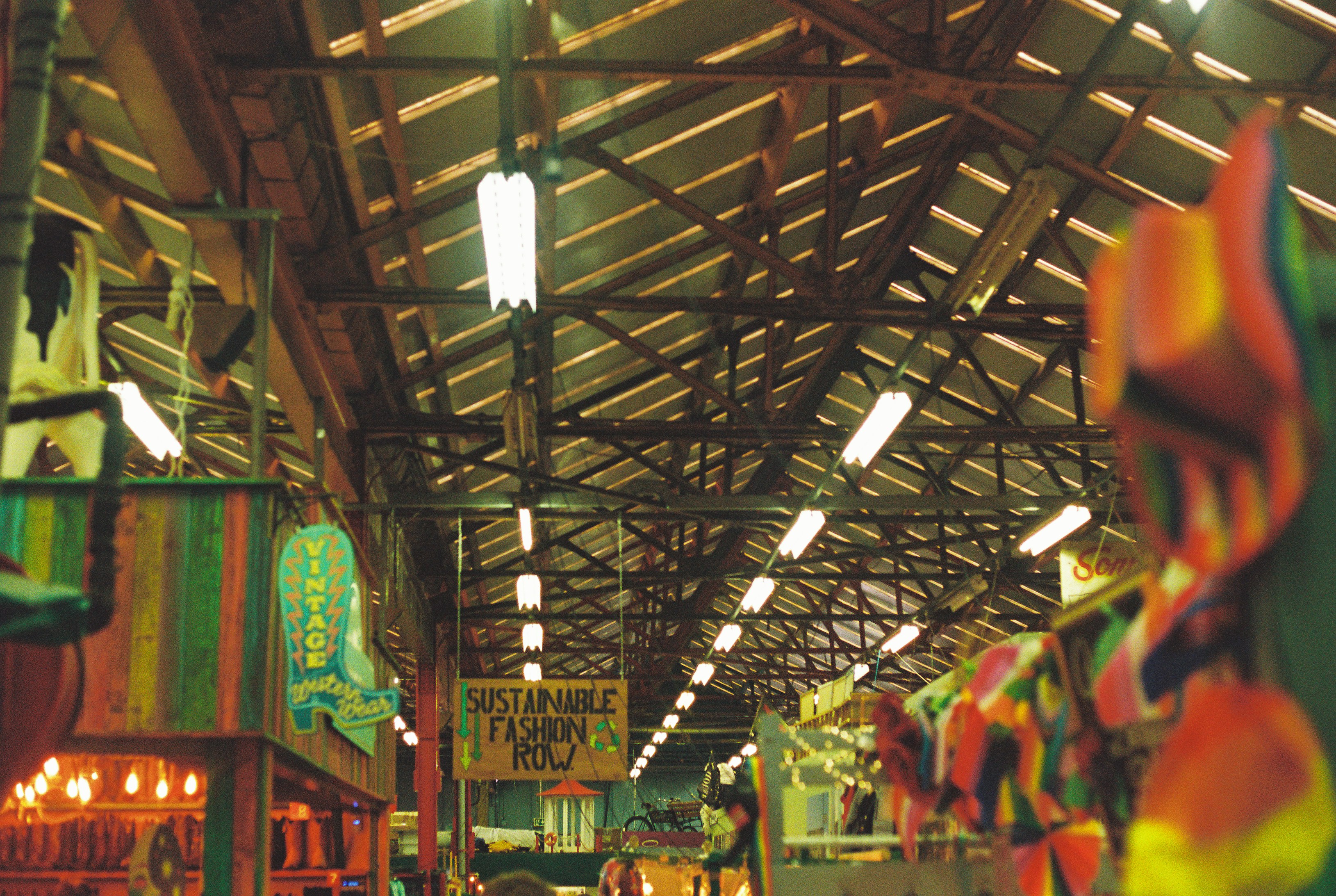 Large indoor market under a metal roof