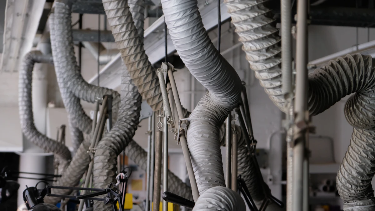 Close-up view of flexible residential ductwork, representative of the interior surfaces a Roto-Vision inspection documents