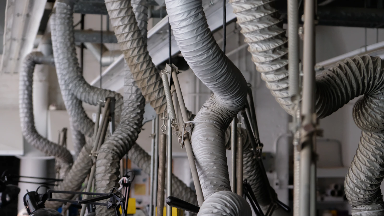 Custom-fabricated ventilation ductwork installed in a mechanical space